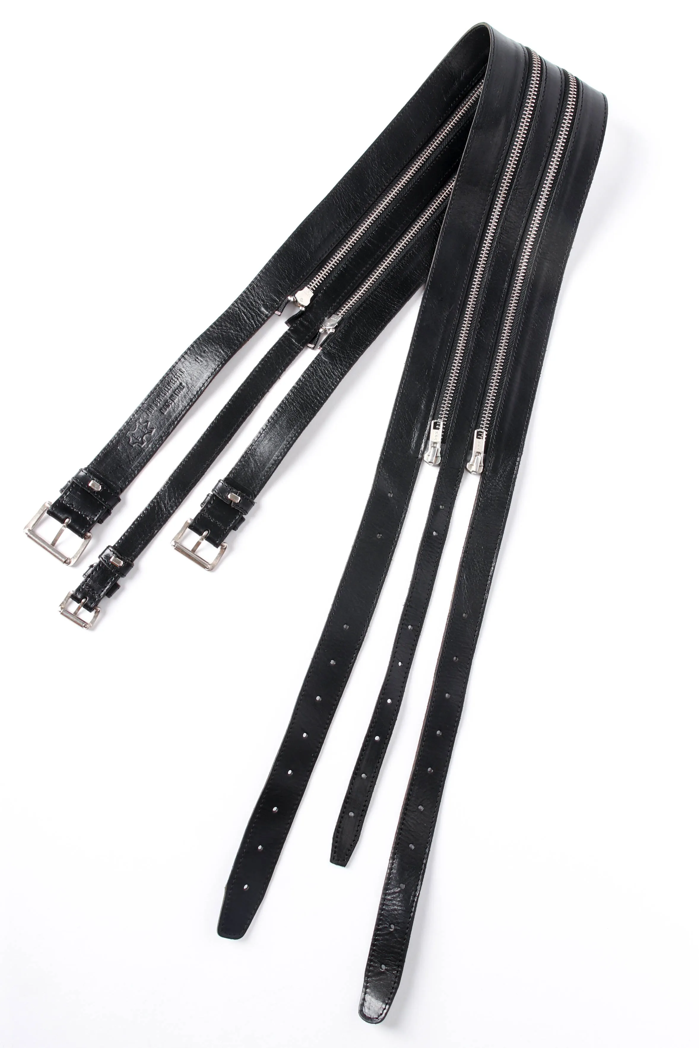 Three-Strand Leather Zipper Belt