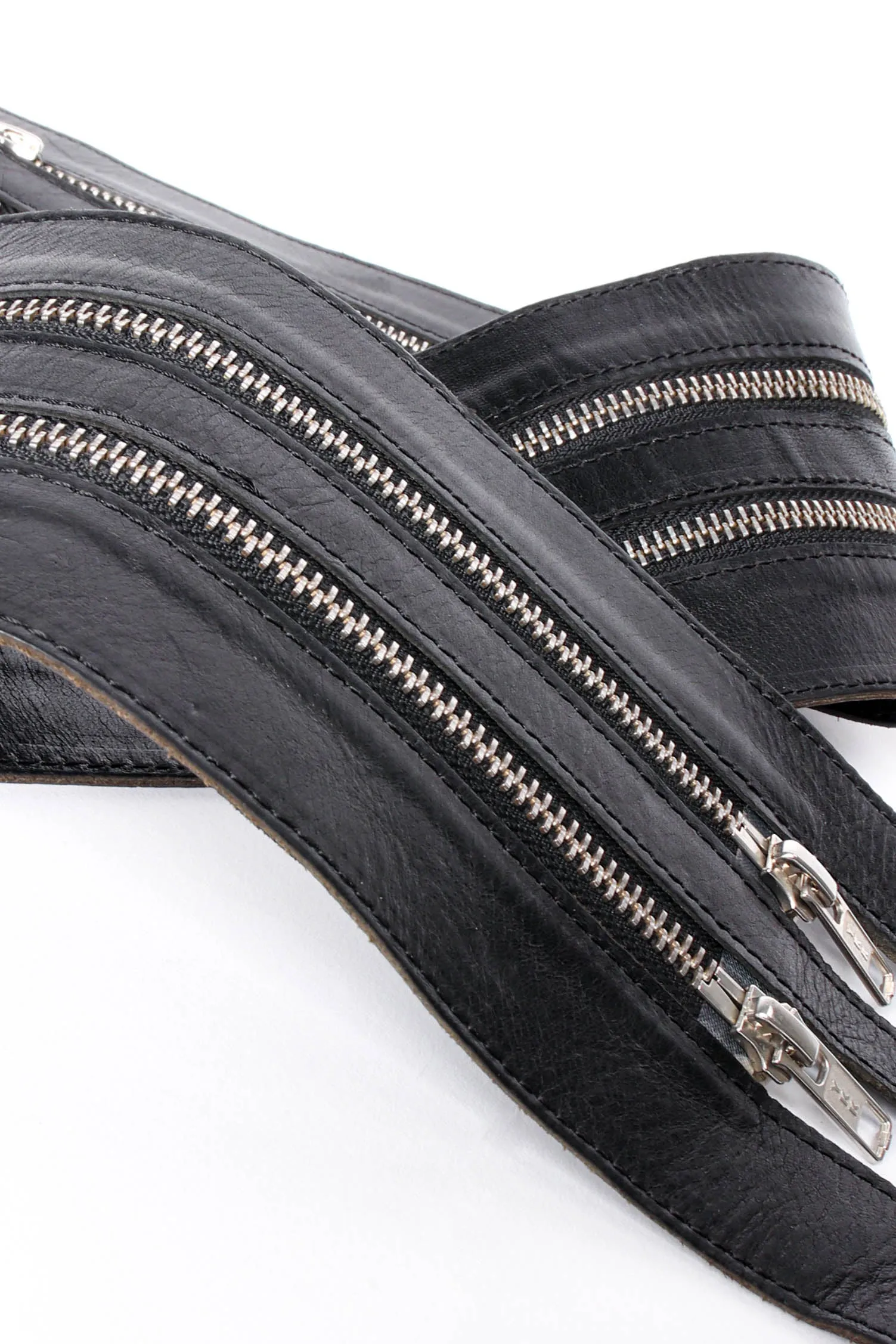 Three-Strand Leather Zipper Belt