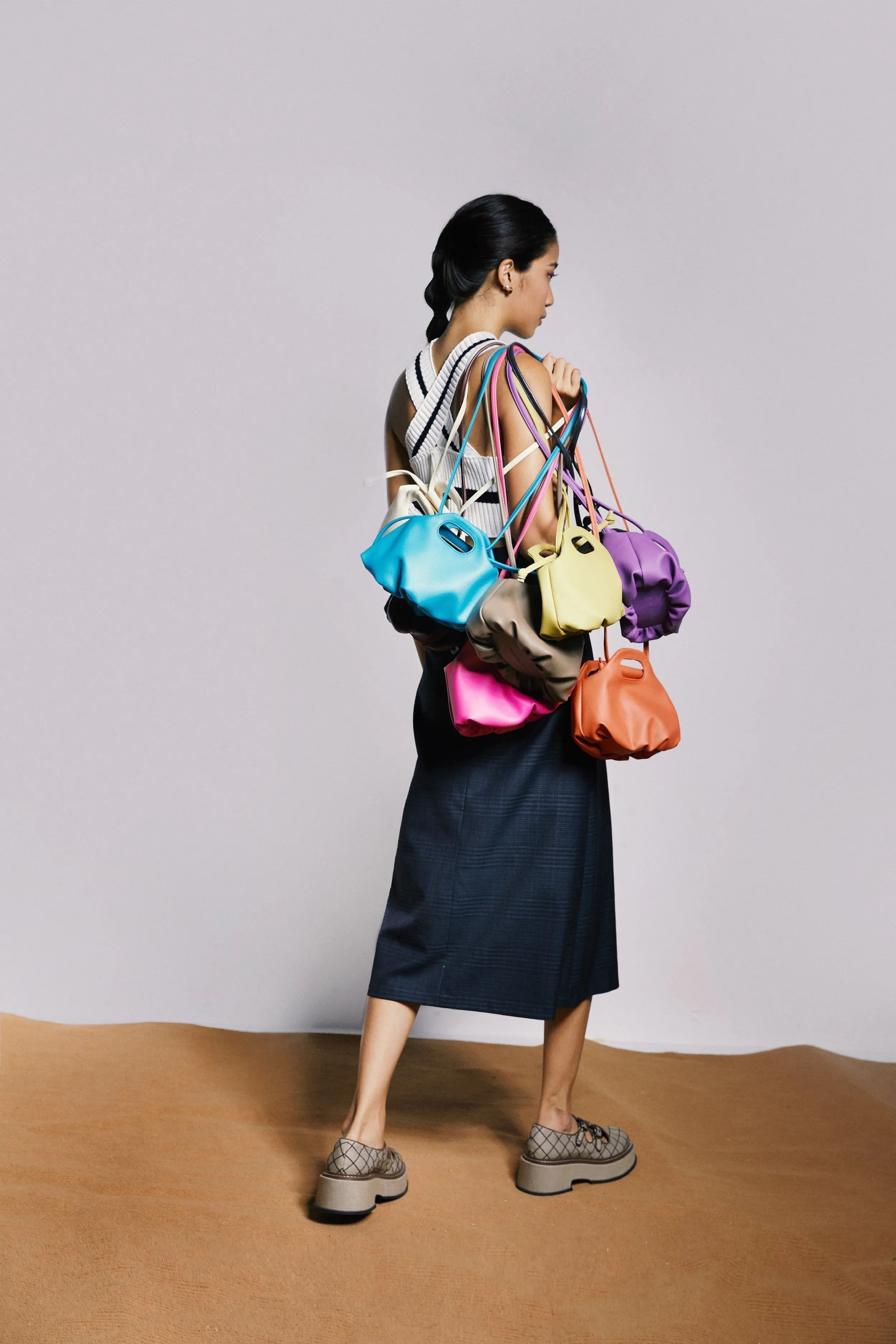 TÚI XÁCH Flower Mini Pocket & Bow màu xanh da trời