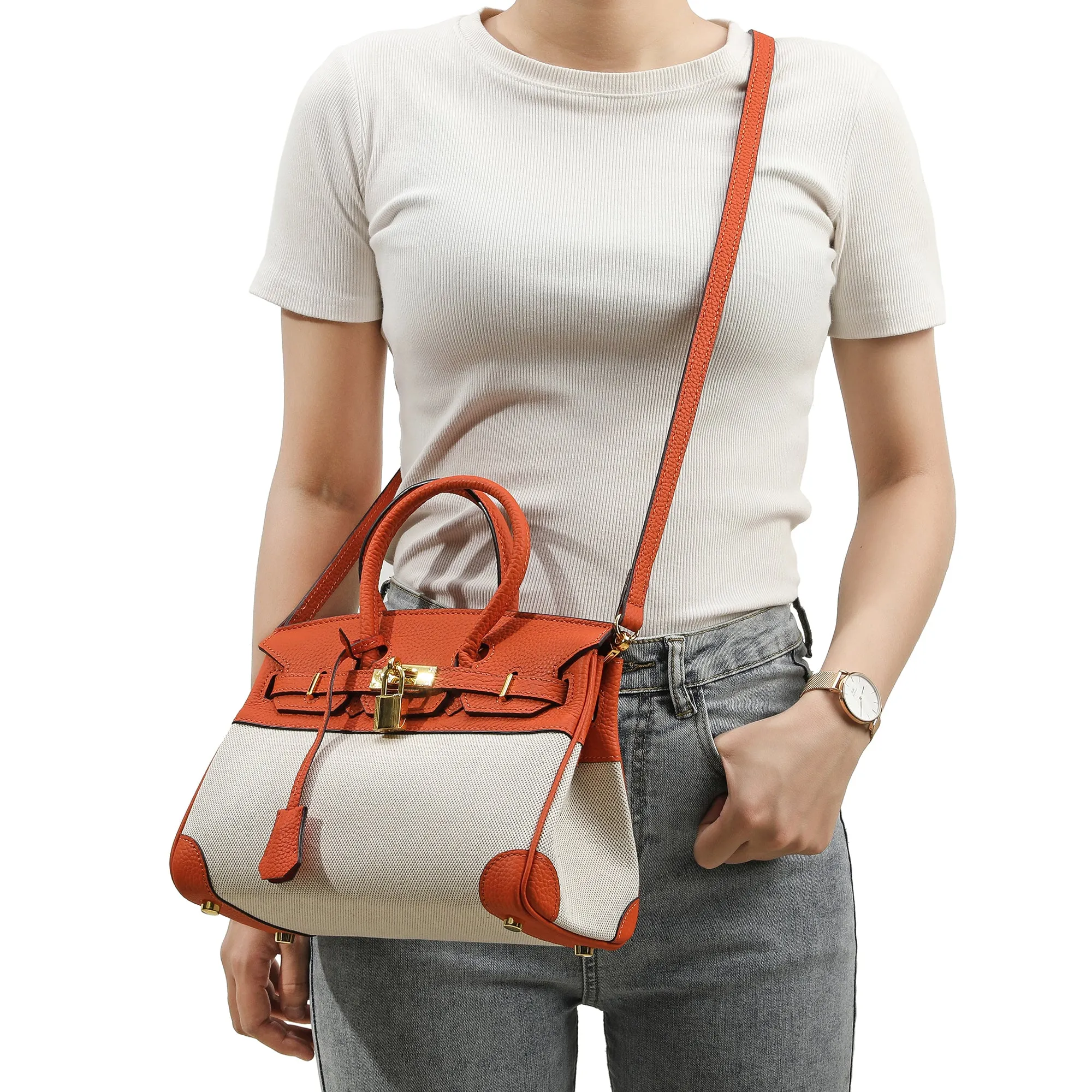 Tiffany & Fred Canvas & Leather Satchel/Shoulder Bag