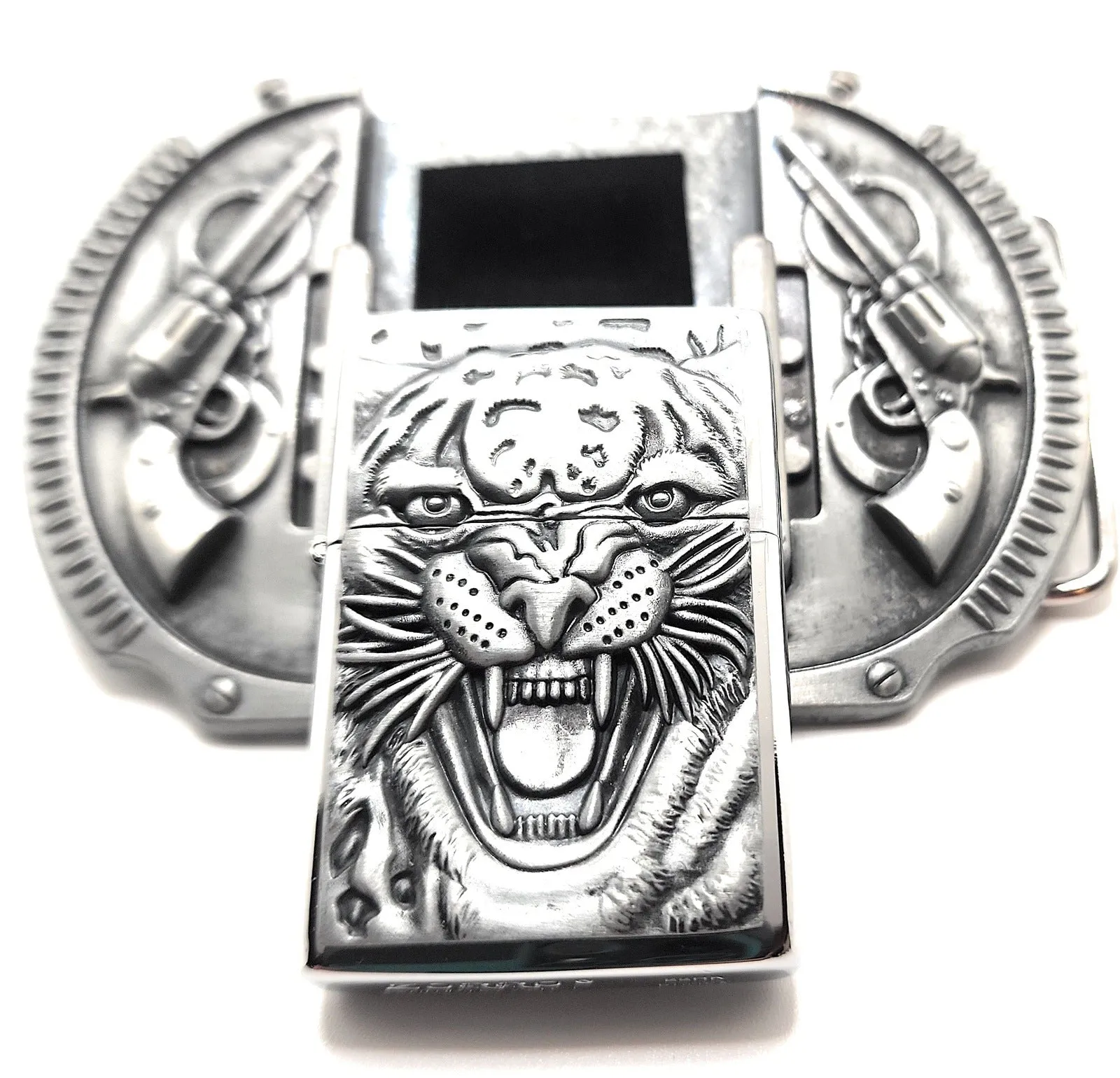 Tiger Revolvers Lighter Belt Buckle / Roaring Tiger Lighter Belt Buckle