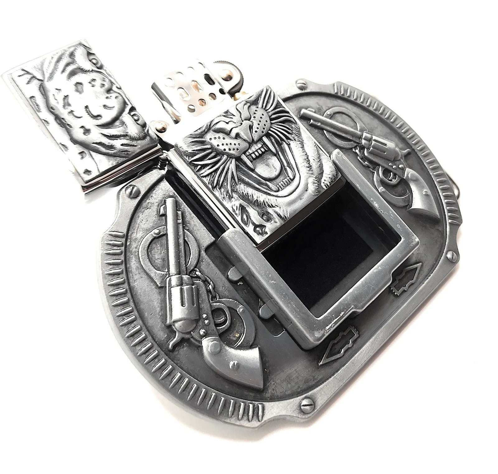 Tiger Revolvers Lighter Belt Buckle / Roaring Tiger Lighter Belt Buckle
