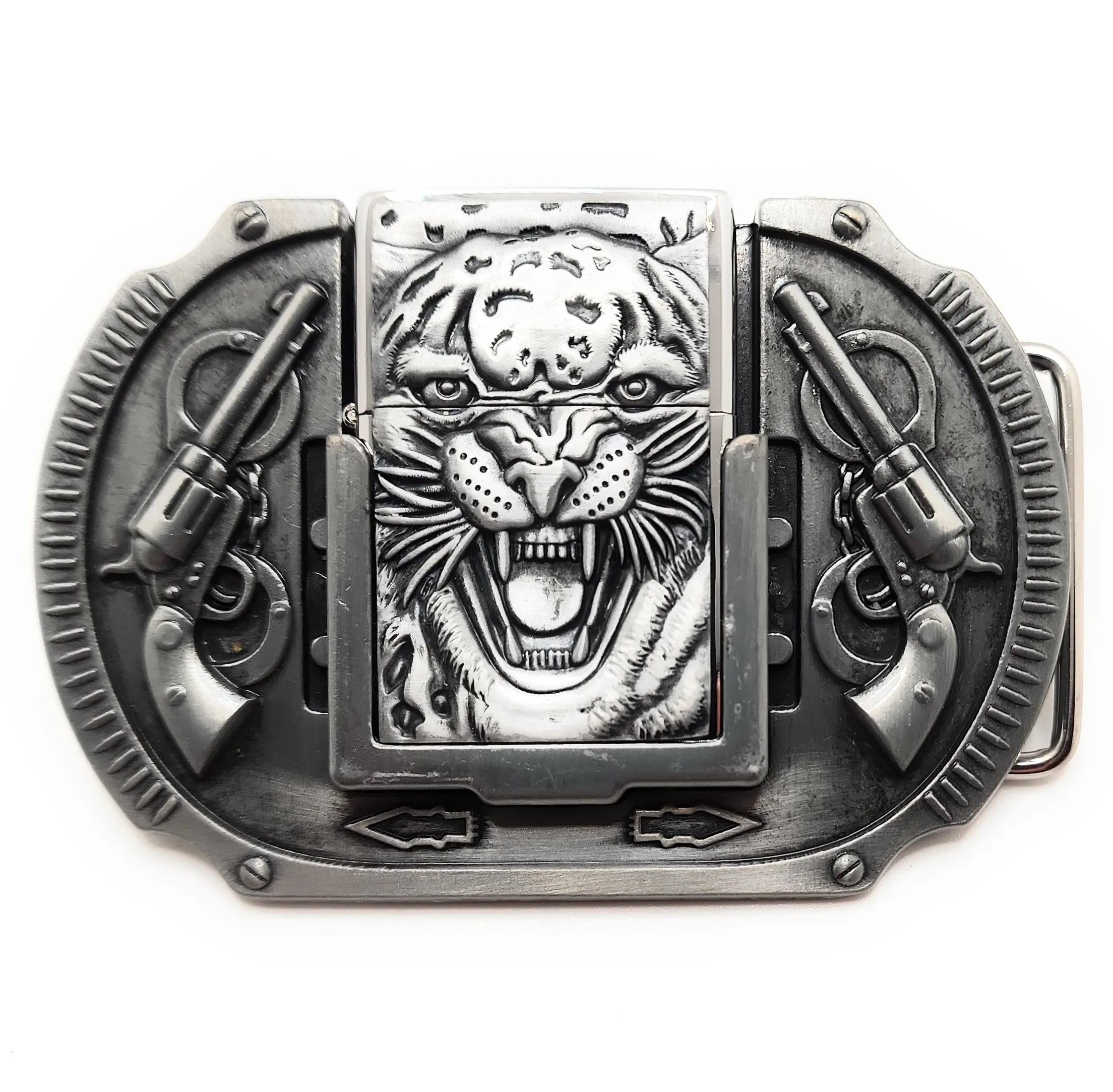 Tiger Revolvers Lighter Belt Buckle / Roaring Tiger Lighter Belt Buckle