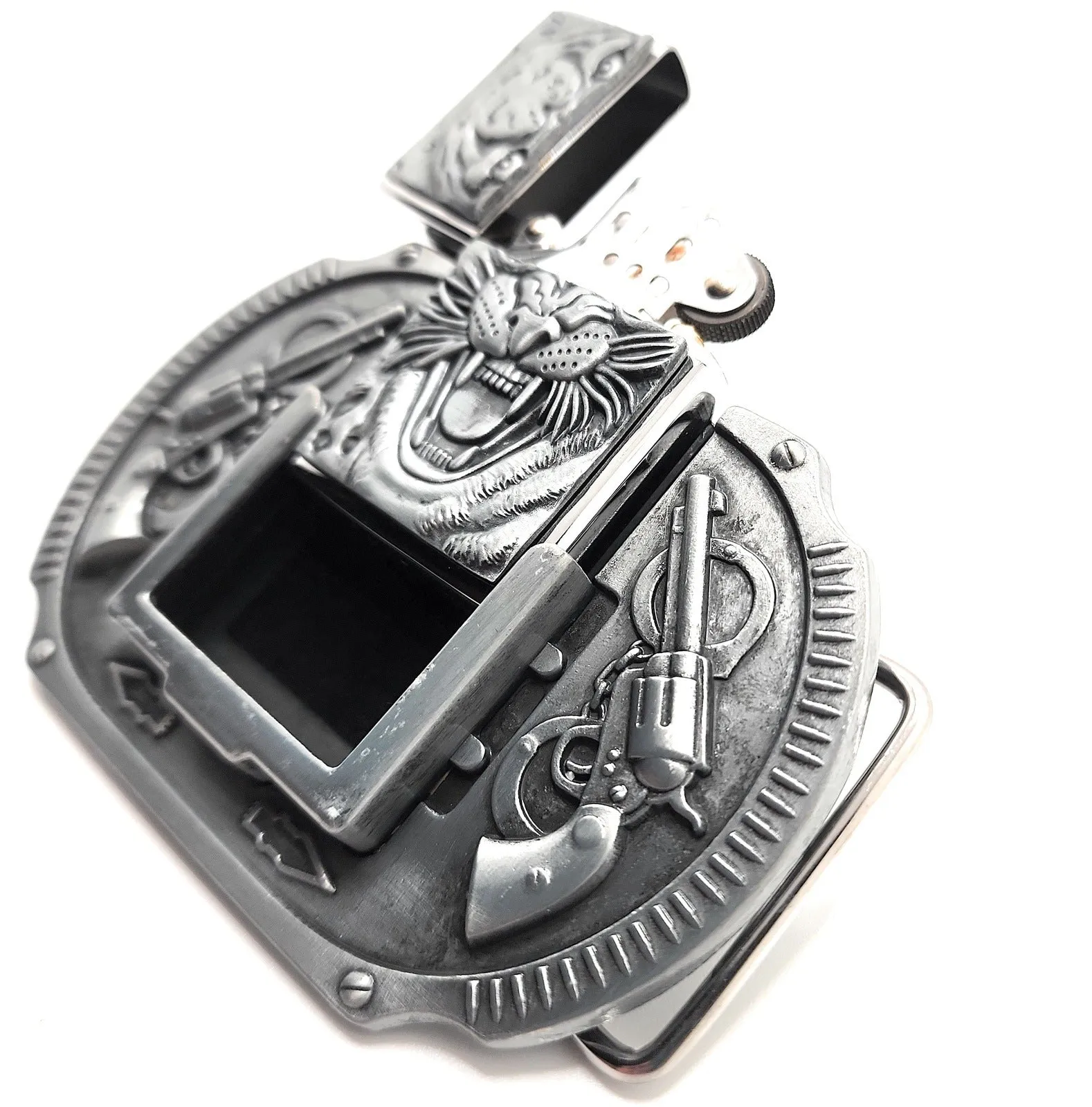 Tiger Revolvers Lighter Belt Buckle / Roaring Tiger Lighter Belt Buckle