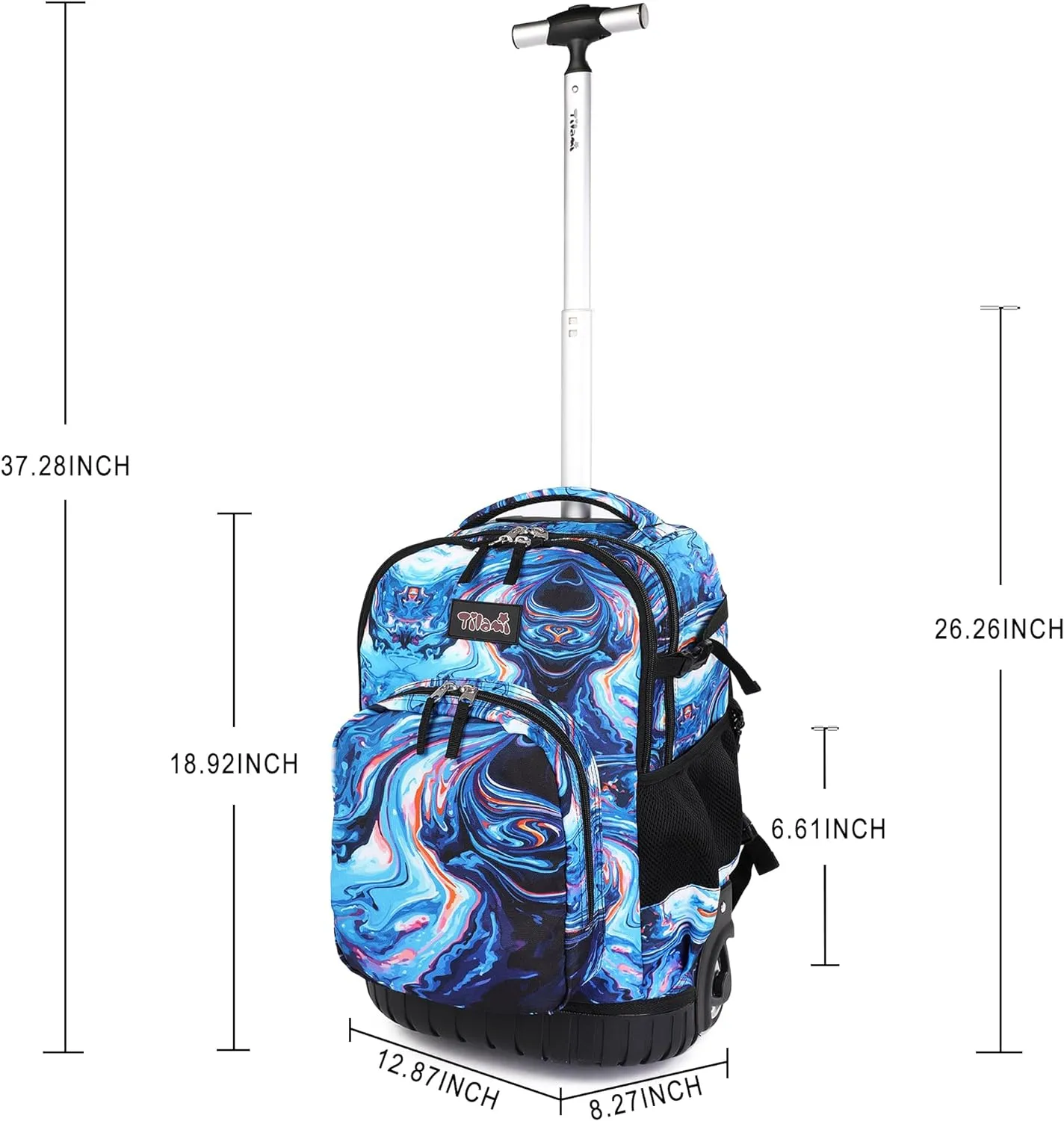 Tilami 18 inch Painting Blue Rolling Backpack