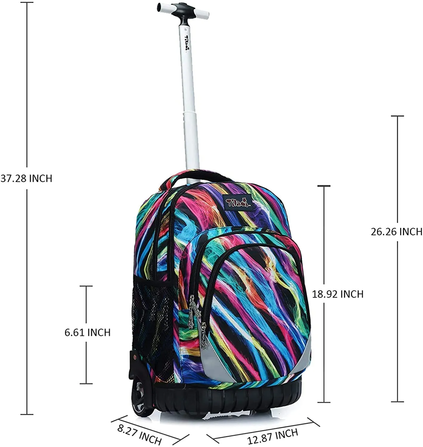 Tilami Colorful Stripes 18 inch Rolling Backpack with Matching Lunch Bag