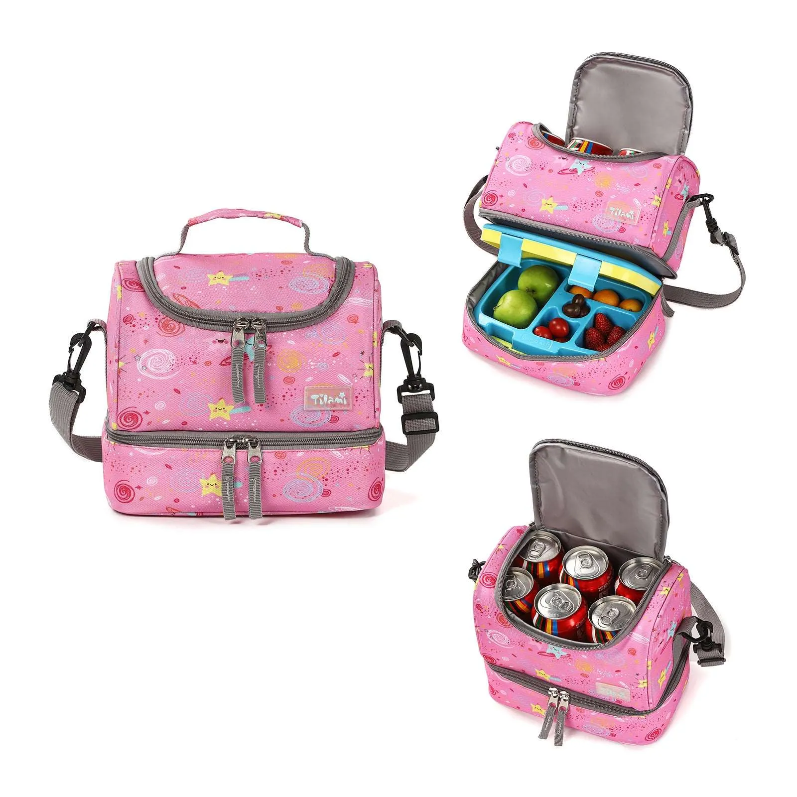 Tilami Pink Unicorn Rolling Backpack 18 inch with Lunch Bag