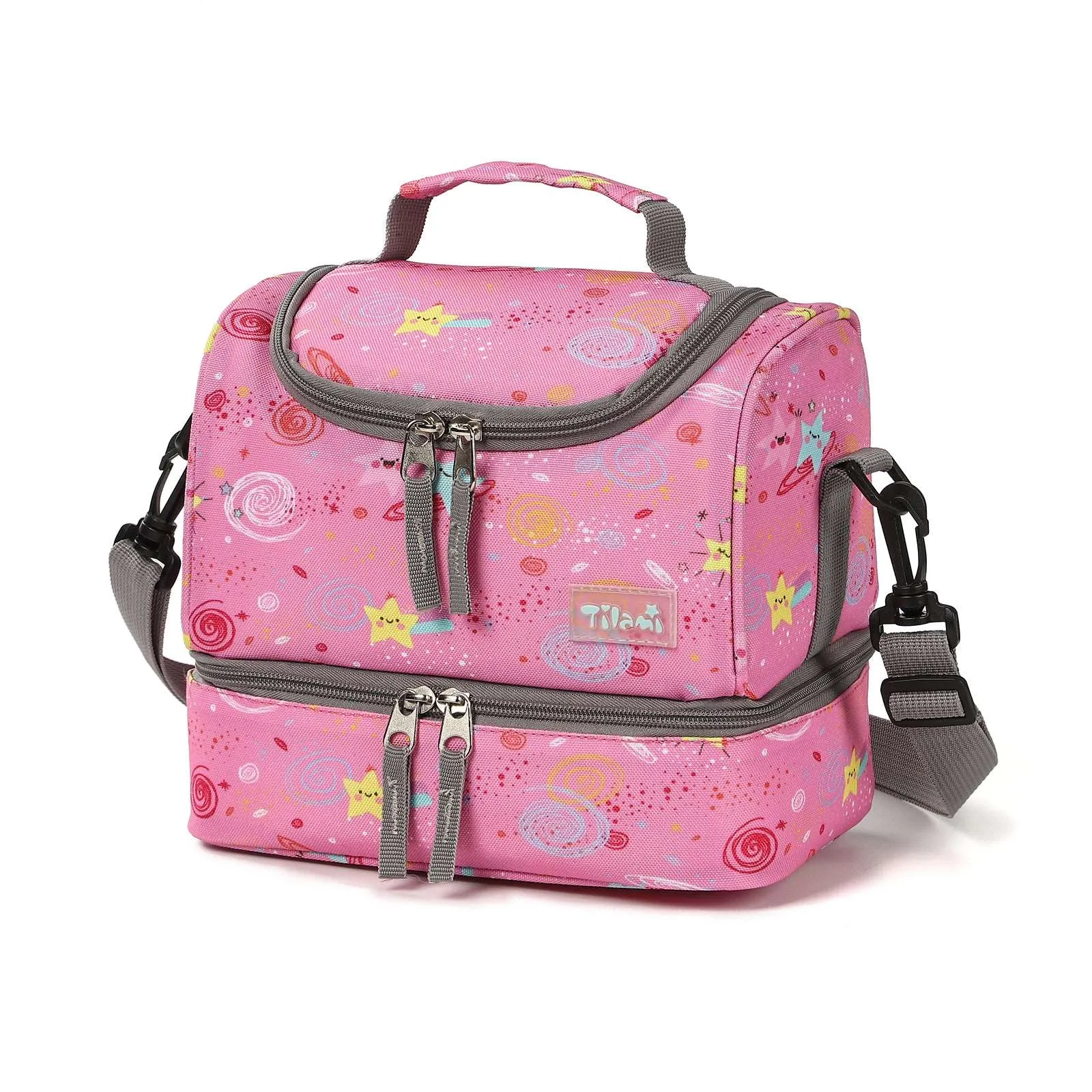 Tilami Pink Unicorn Rolling Backpack 18 inch with Lunch Bag
