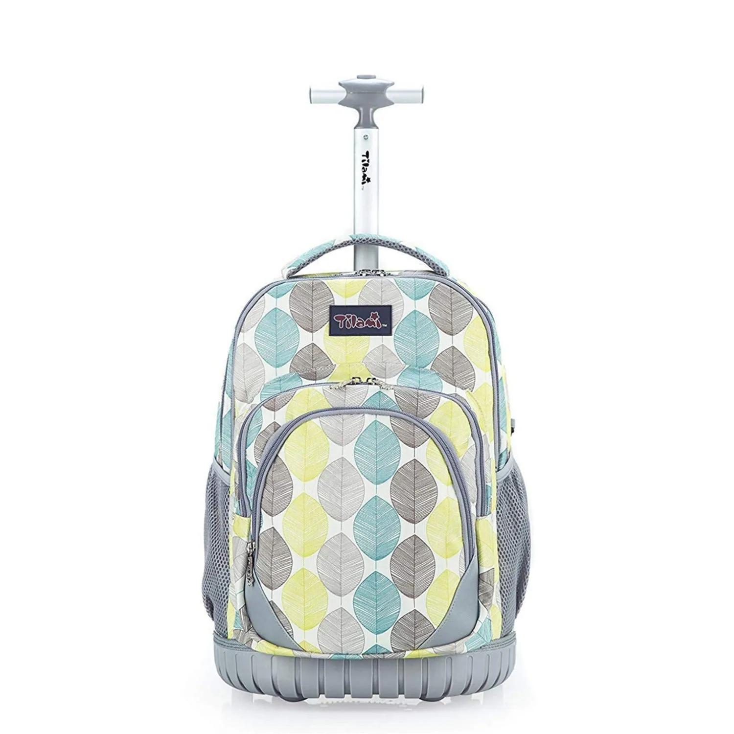 Tilami Yellow Leaves Rolling Backpack 18 Inch with Pencil Case School for Boys Girls