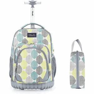 Tilami Yellow Leaves Rolling Backpack 18 Inch with Pencil Case School for Boys Girls
