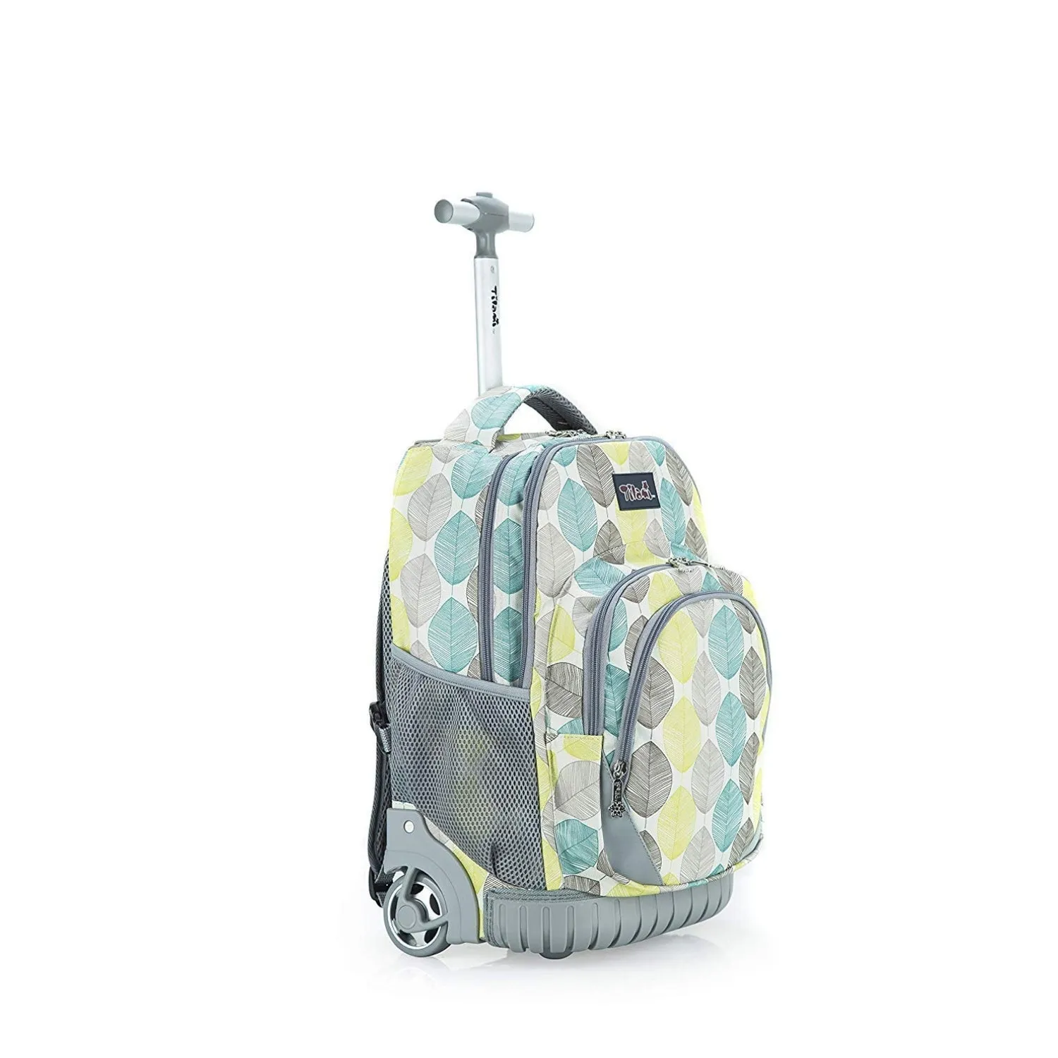 Tilami Yellow Leaves Rolling Backpack 18 Inch with Pencil Case School for Boys Girls