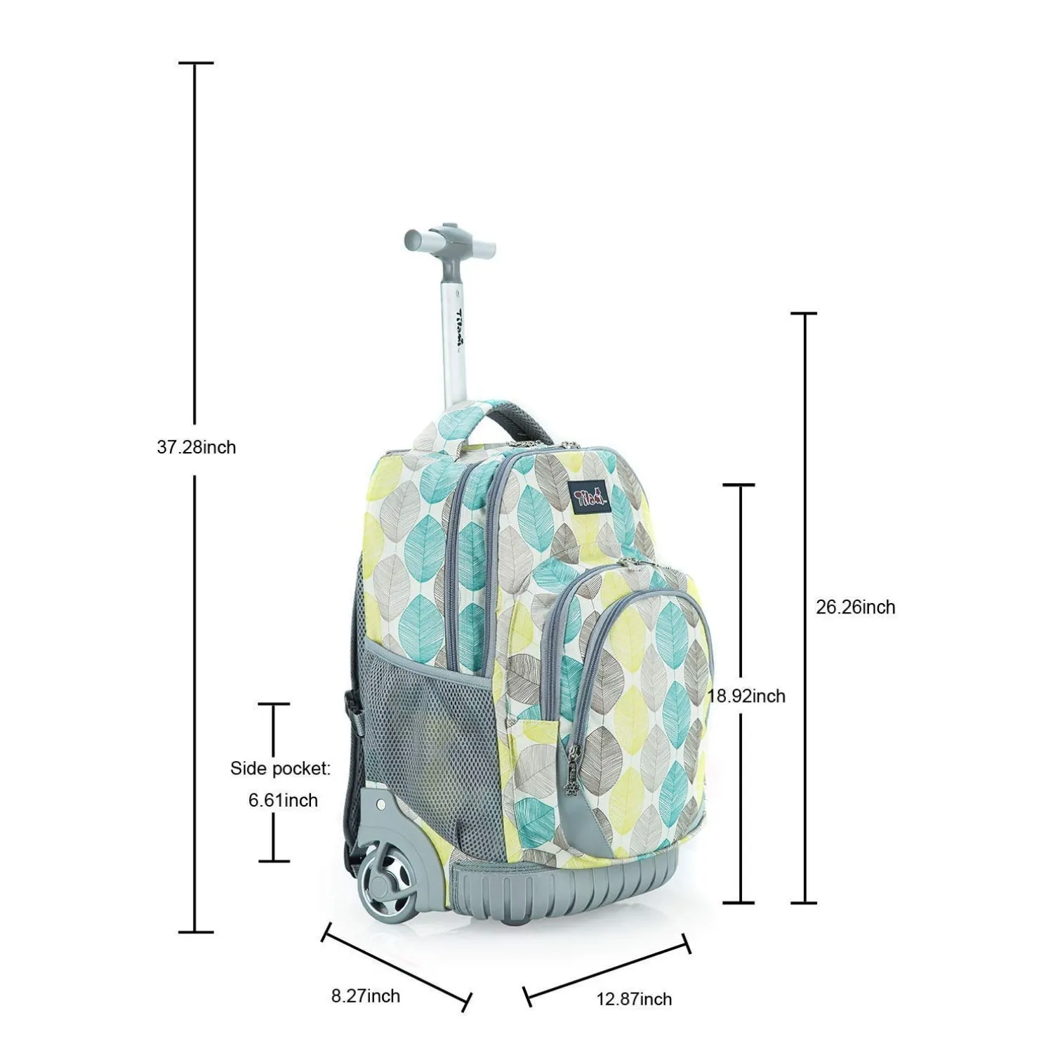 Tilami Yellow Leaves Rolling Backpack 18 Inch with Pencil Case School for Boys Girls