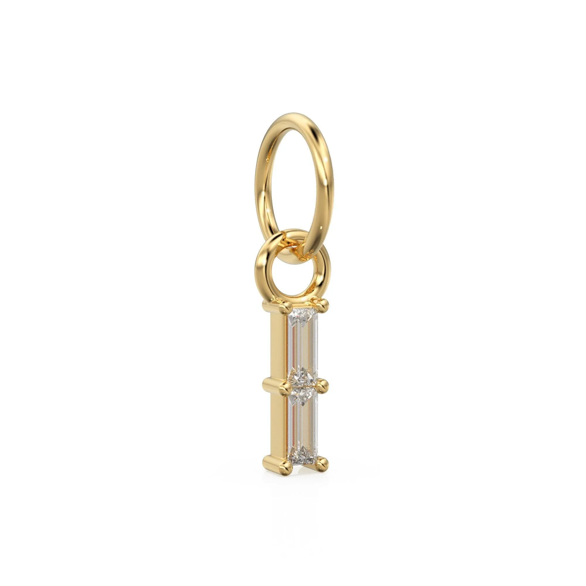 TINY 2 Baguette Diamond Charm Pendant / 14k 18k Solid Gold Pendant / Baguette Diamond Pendant / Petite Diamond Charm / Sale