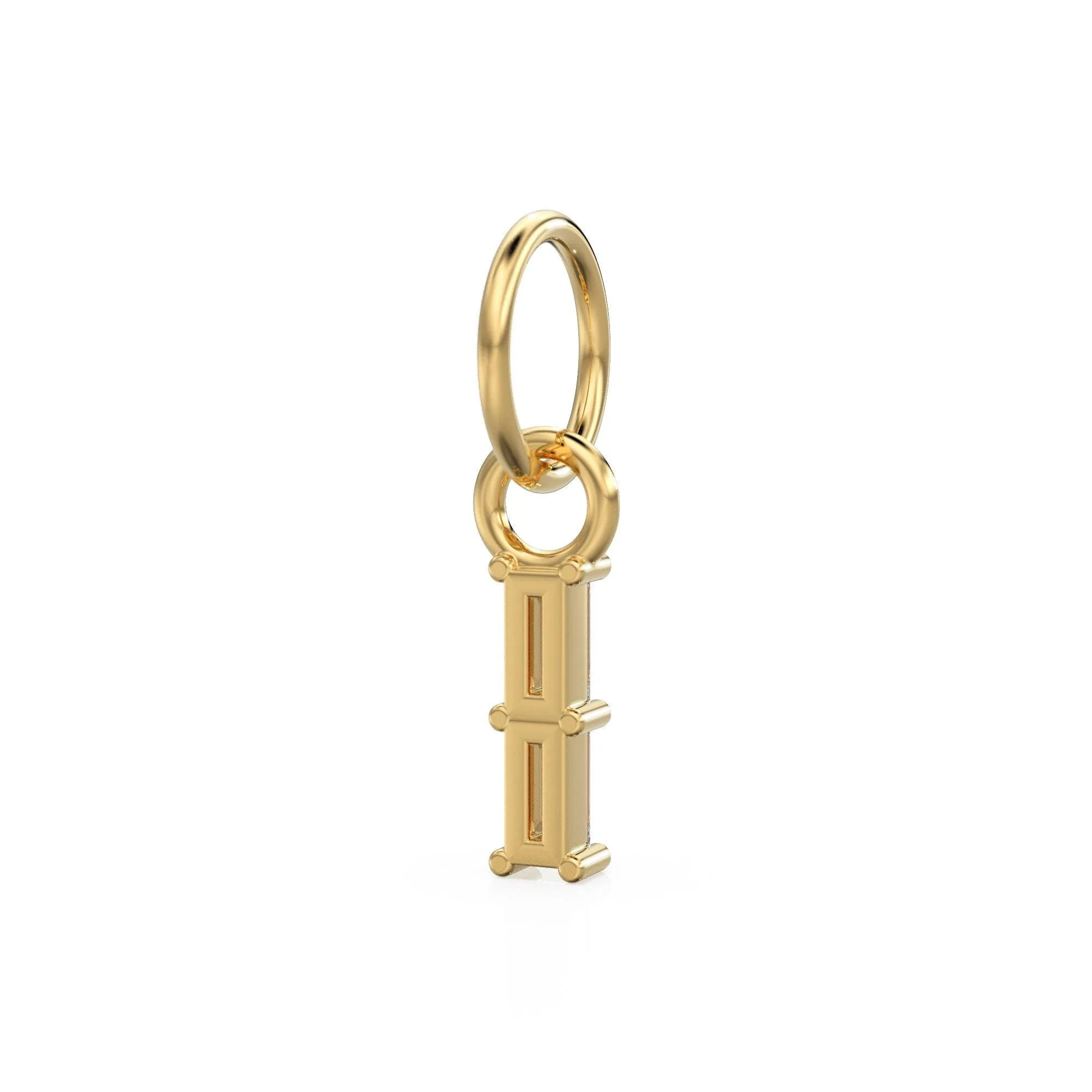 TINY 2 Baguette Diamond Charm Pendant / 14k 18k Solid Gold Pendant / Baguette Diamond Pendant / Petite Diamond Charm / Sale