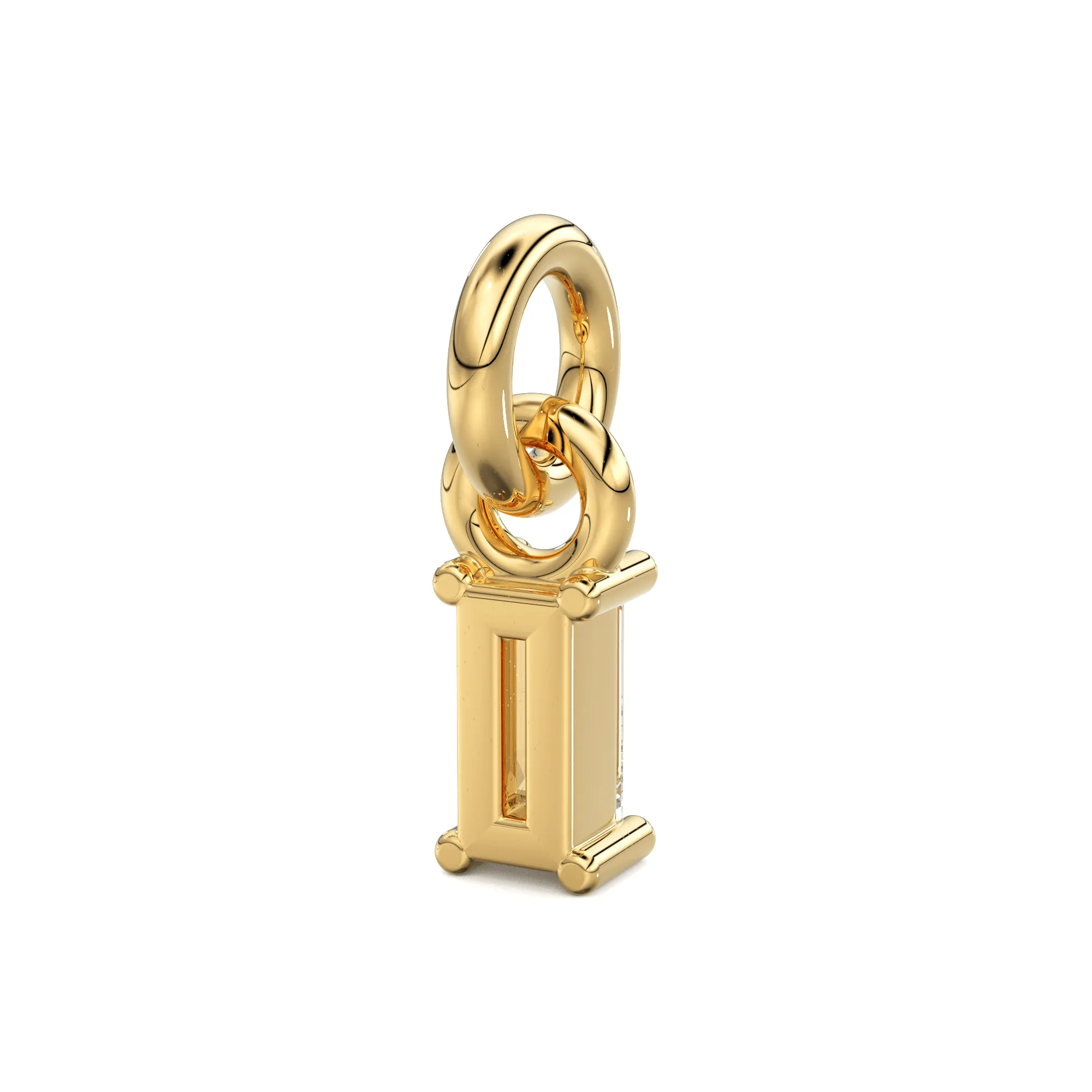 TINY Baguette Diamond Charm Pendant / 14k 18k Solid Gold Pendant / Baguette Diamond Pendant / Petite Diamond Charm / Christmas Sale