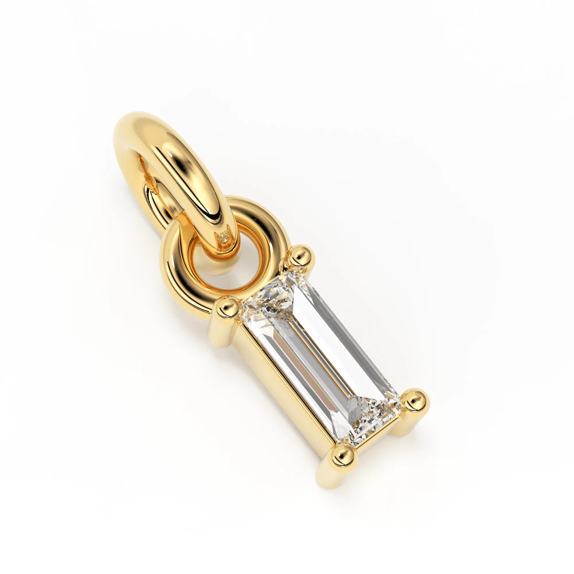 TINY Baguette Diamond Charm Pendant / 14k 18k Solid Gold Pendant / Baguette Diamond Pendant / Petite Diamond Charm / Christmas Sale