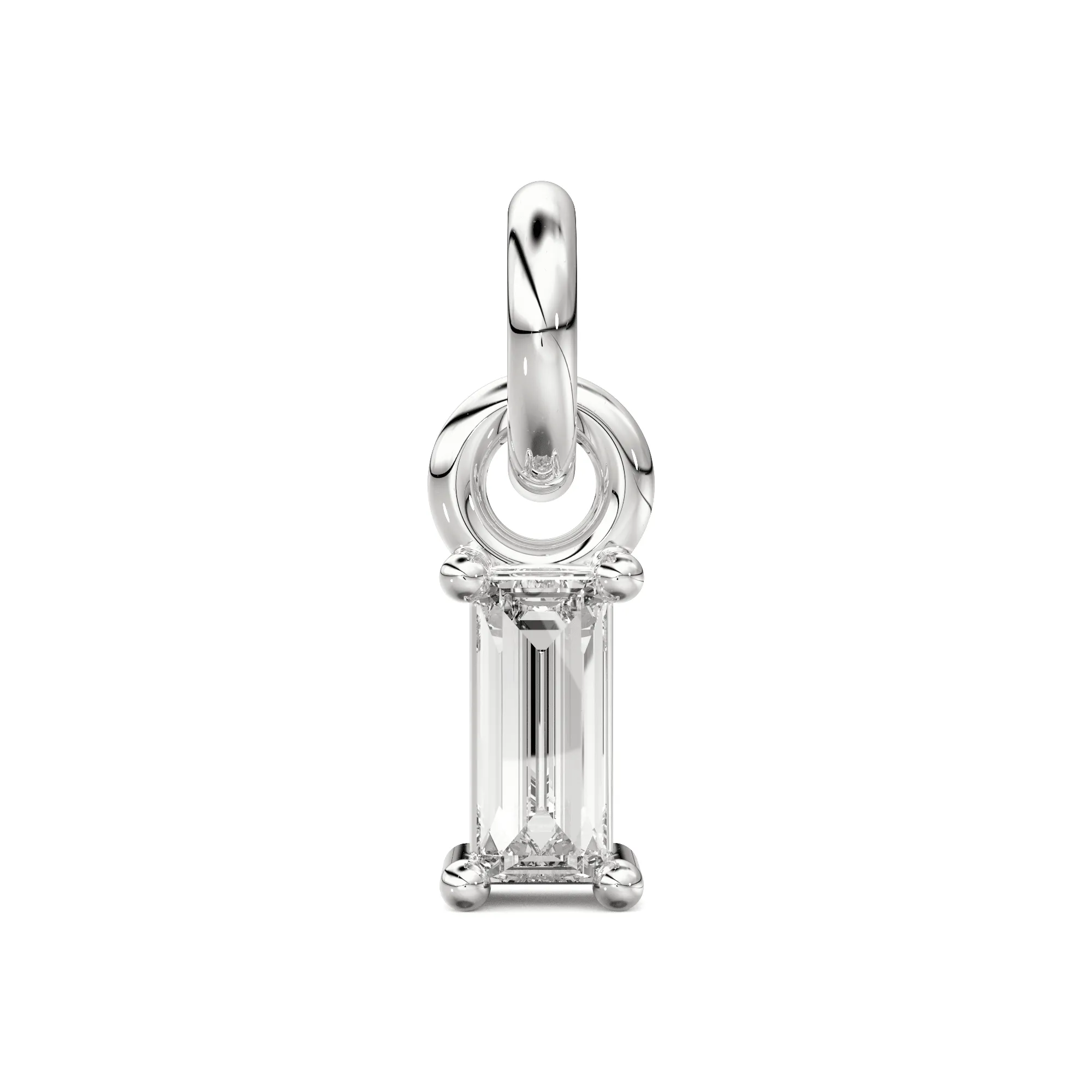 TINY Baguette Diamond Charm Pendant / 14k 18k Solid Gold Pendant / Baguette Diamond Pendant / Petite Diamond Charm / Christmas Sale