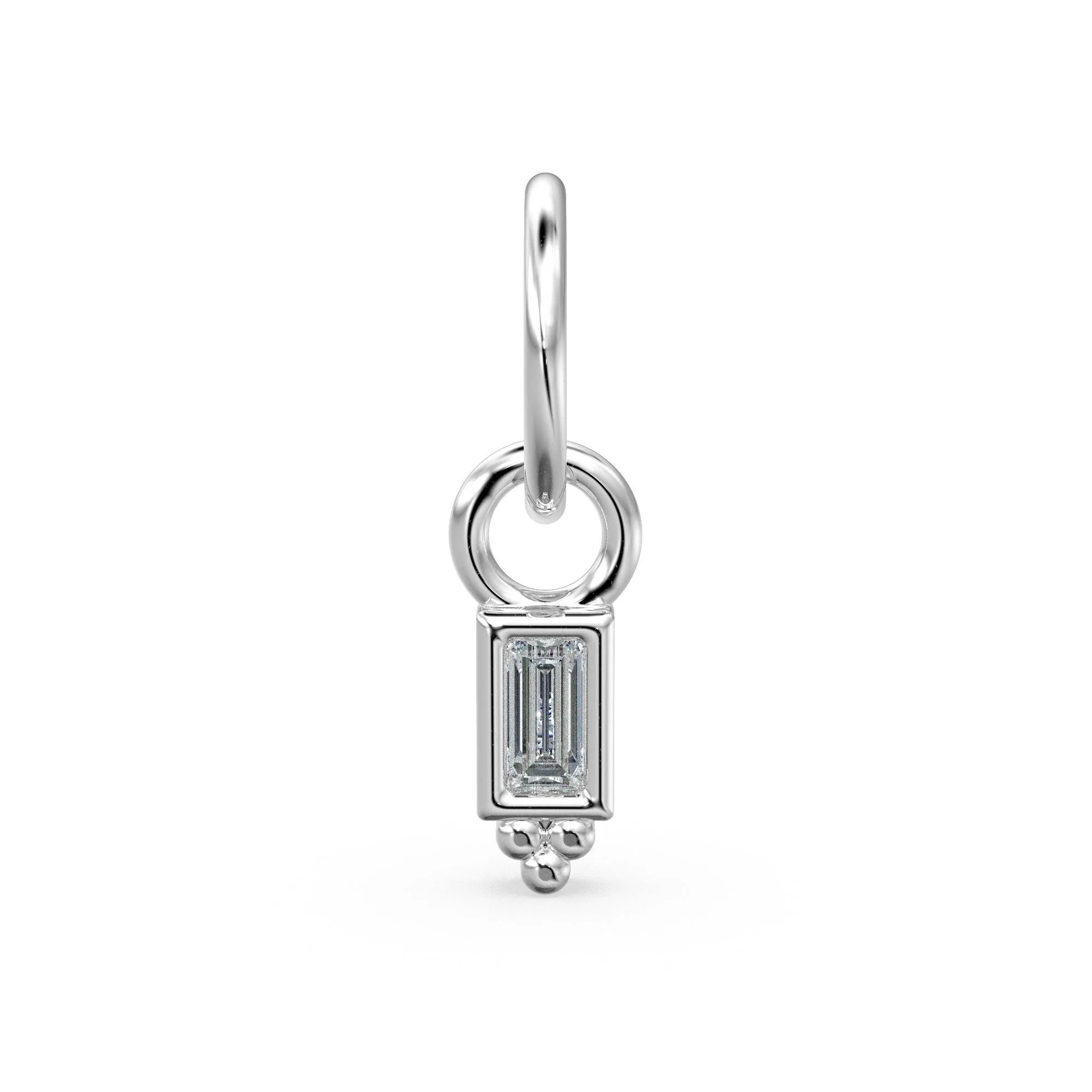 TINY Boho Baguette Diamond Charm Pendant / 14k 18k Solid Gold Charm Pendant / Baguette Diamond Pendant / Petite Diamond Charm / Tiny Pendant