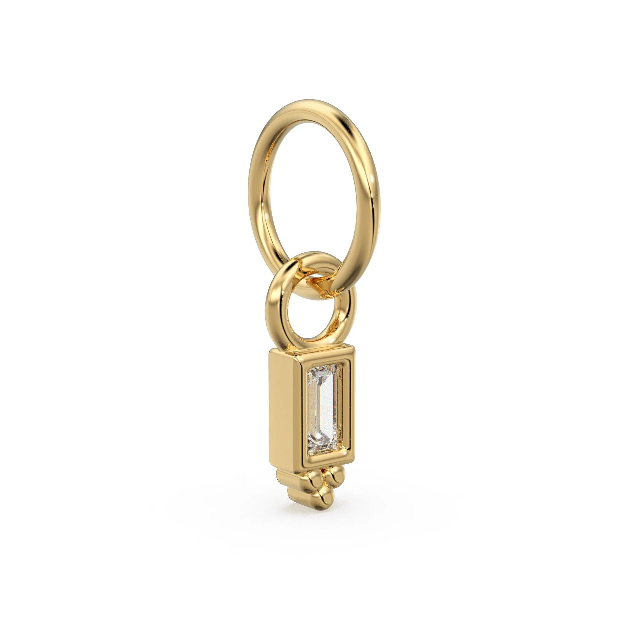 TINY Boho Baguette Diamond Charm Pendant / 14k 18k Solid Gold Charm Pendant / Baguette Diamond Pendant / Petite Diamond Charm / Tiny Pendant