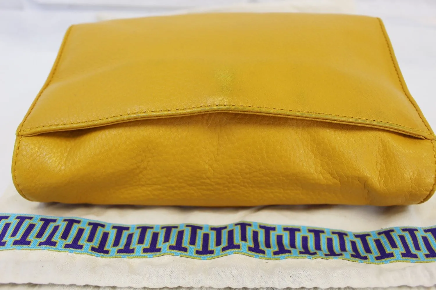 TORY BURCH Yellow Long Chain Leather Crossbody Bag