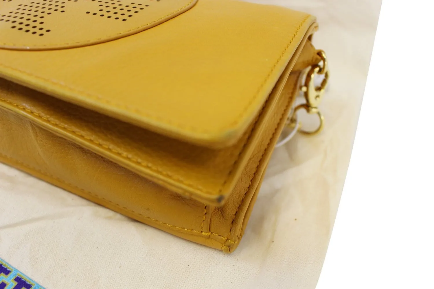 TORY BURCH Yellow Long Chain Leather Crossbody Bag