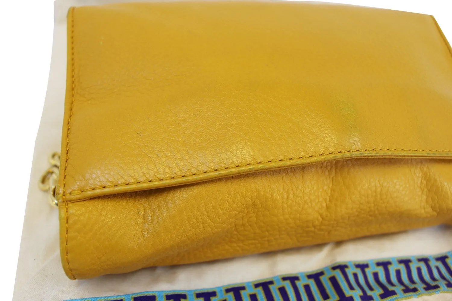 TORY BURCH Yellow Long Chain Leather Crossbody Bag