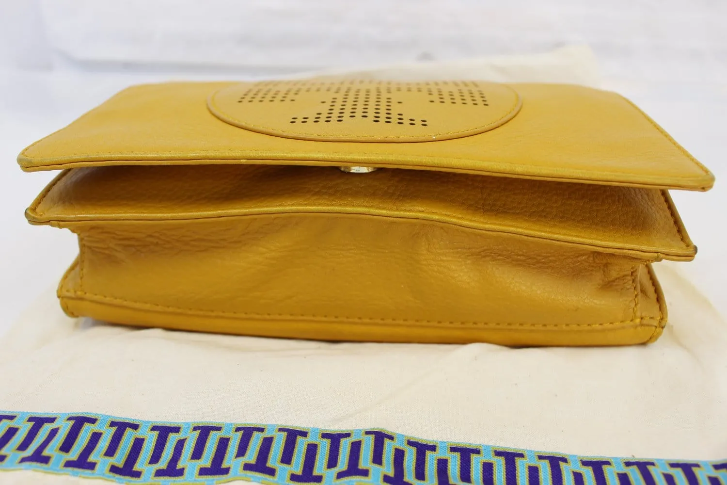 TORY BURCH Yellow Long Chain Leather Crossbody Bag