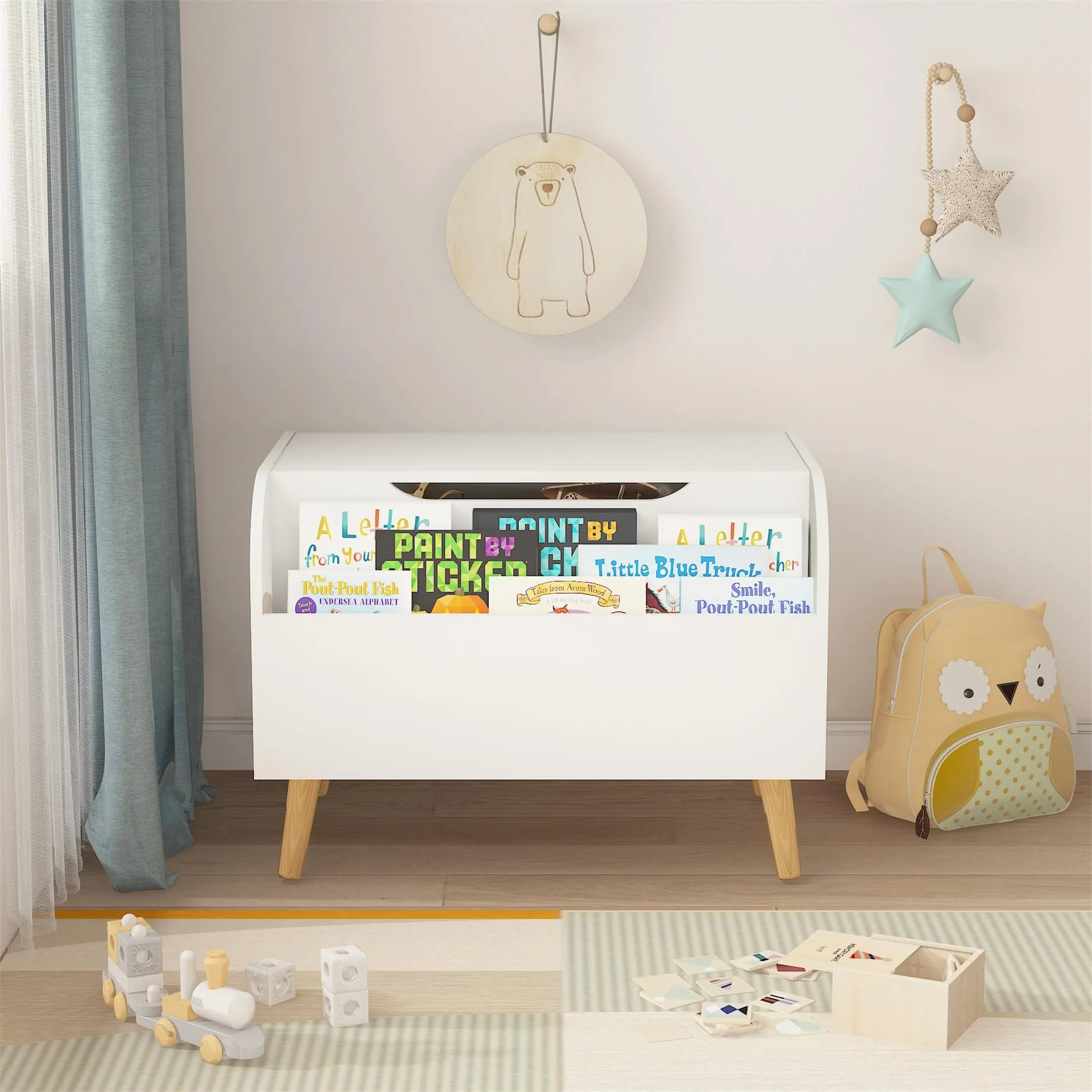 Toy Storage Organizer with Front Bookshelf hite Modern Contemporary