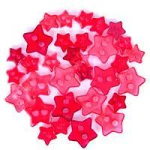 Trimits Mini Craft Transparent Star Buttons - Red Shades
