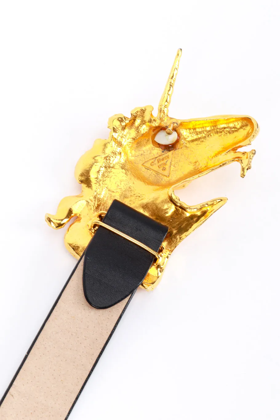 Unicorn Buckle Leather Belt