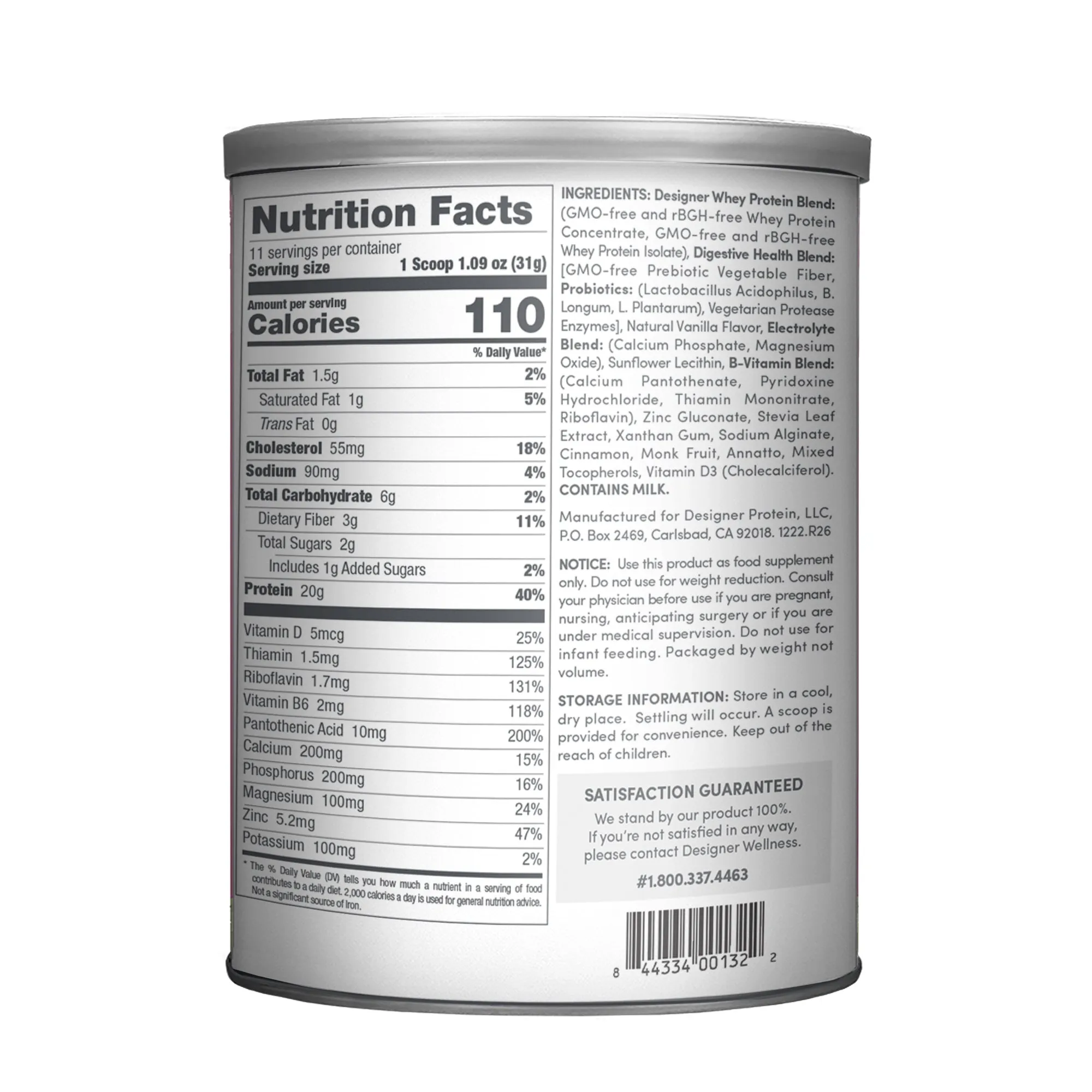 Vanilla Designer Whey 12 oz : 100% Whey Protein Powder- Designer Protein ®