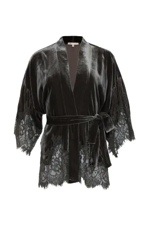 Velvet Coco Lace Kimono Dark Grey