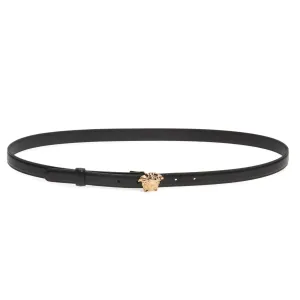 Versace Medusa Skinny Leather Belt in Black