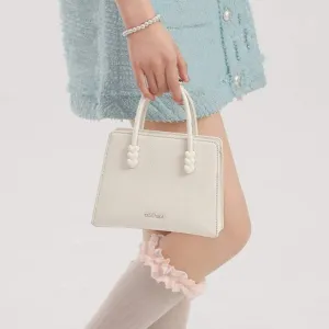 Versatile Small Faux Leather Handheld Tote Bag for Cosmetics Storage