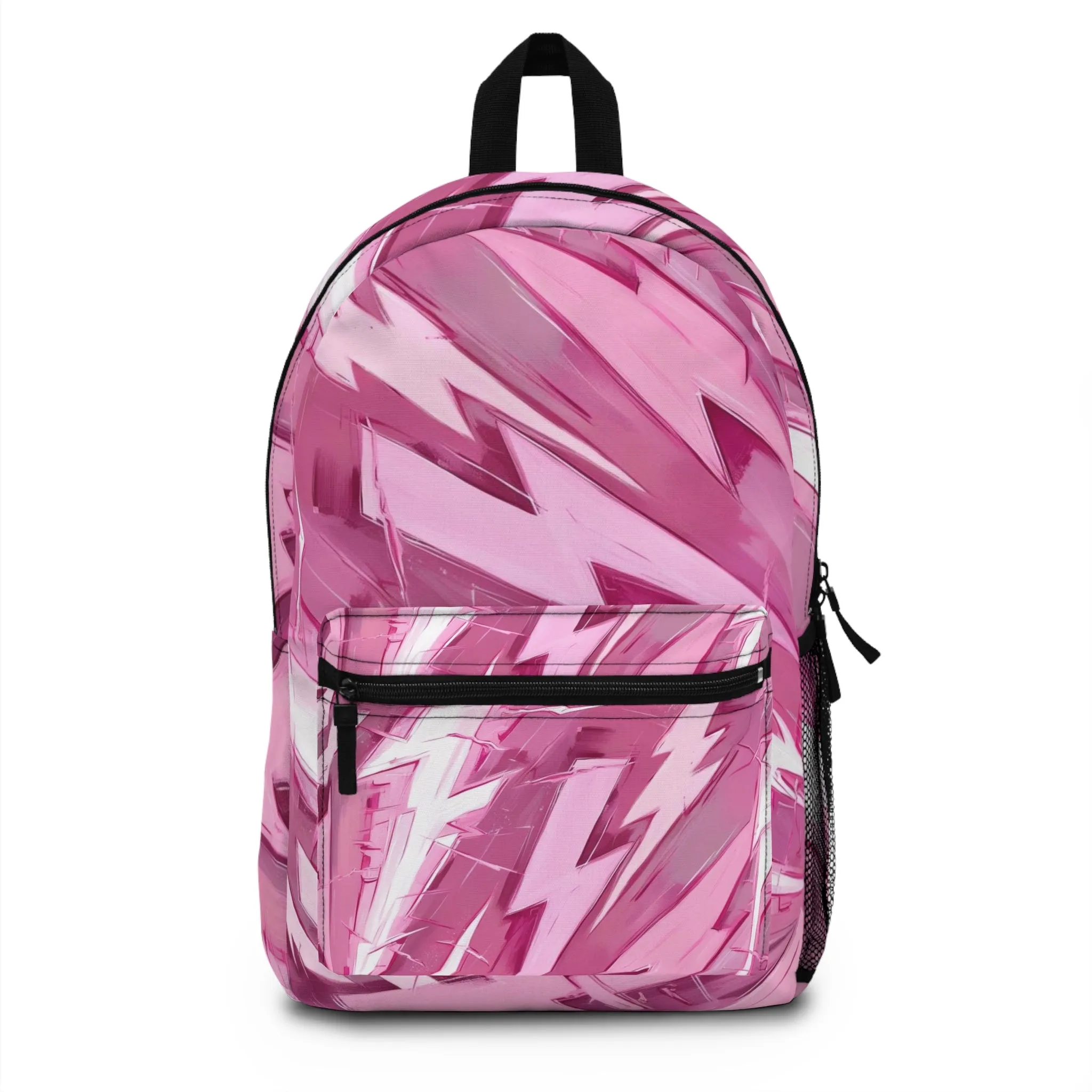 Vibrant Pink Lightning Pattern Backpack - Stylish and Functional for School or Travel
