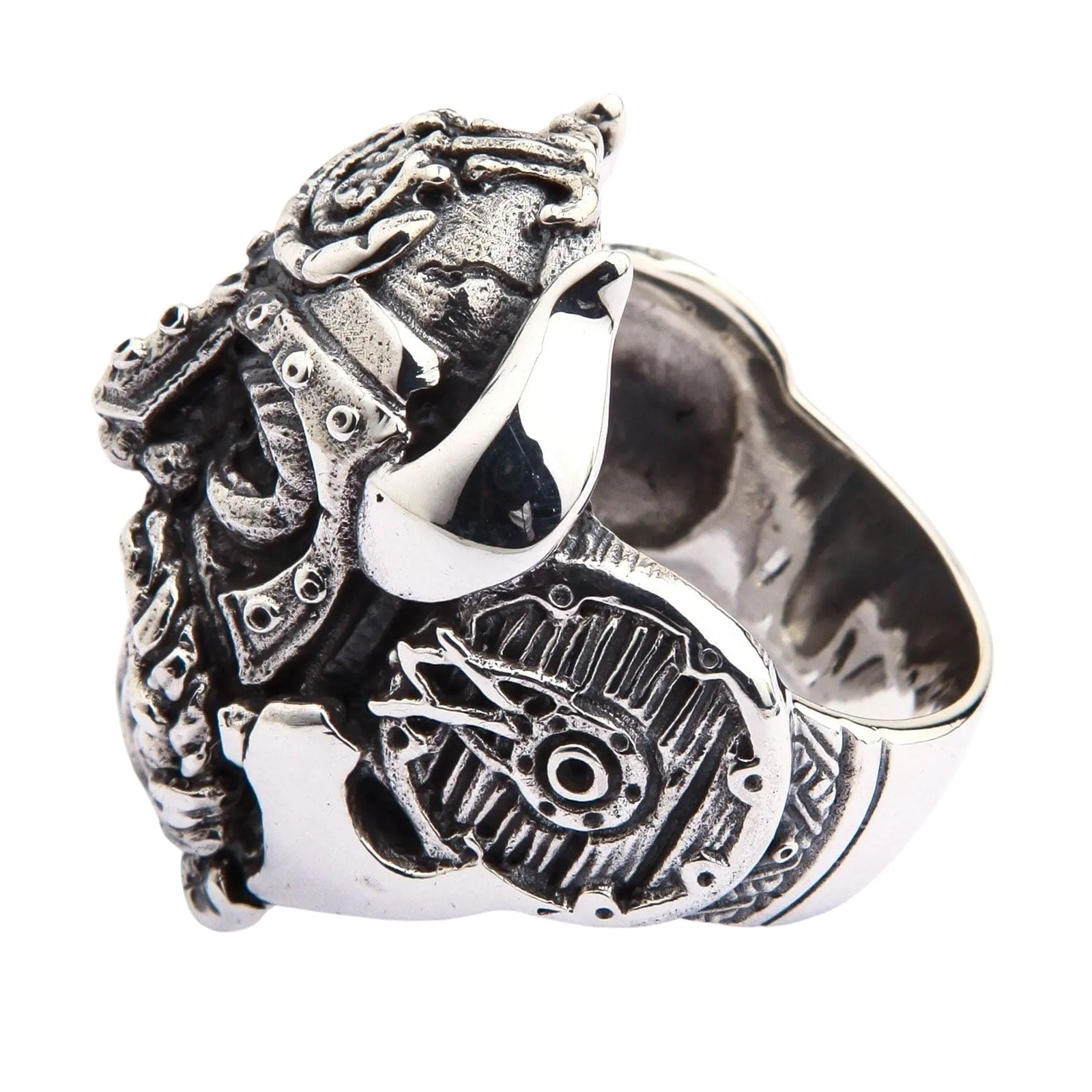 Viking Warrior Sterling Silver Biker Ring