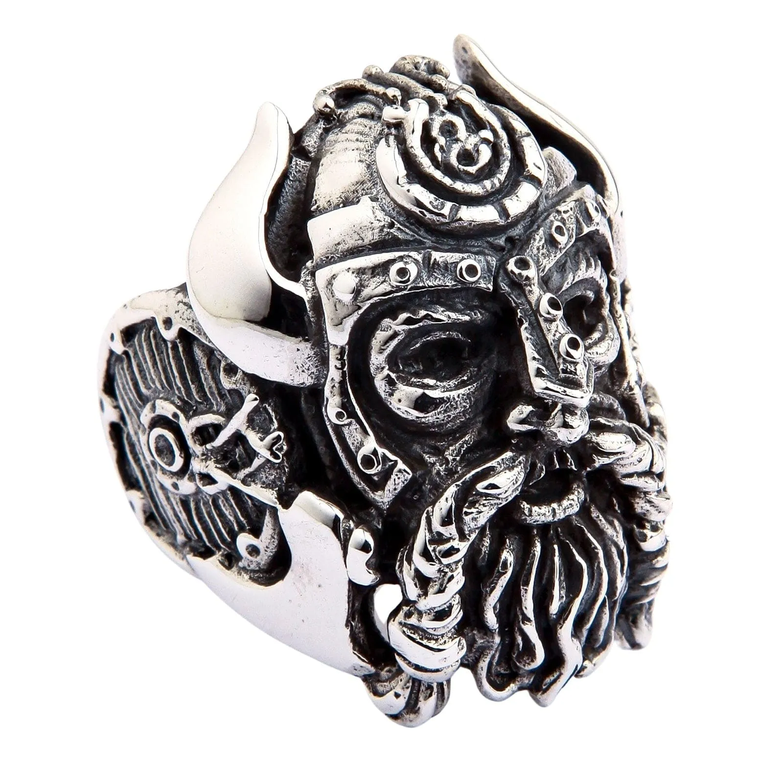 Viking Warrior Sterling Silver Biker Ring