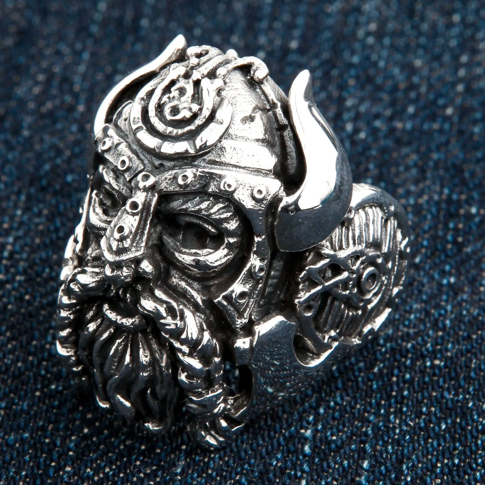 Viking Warrior Sterling Silver Biker Ring