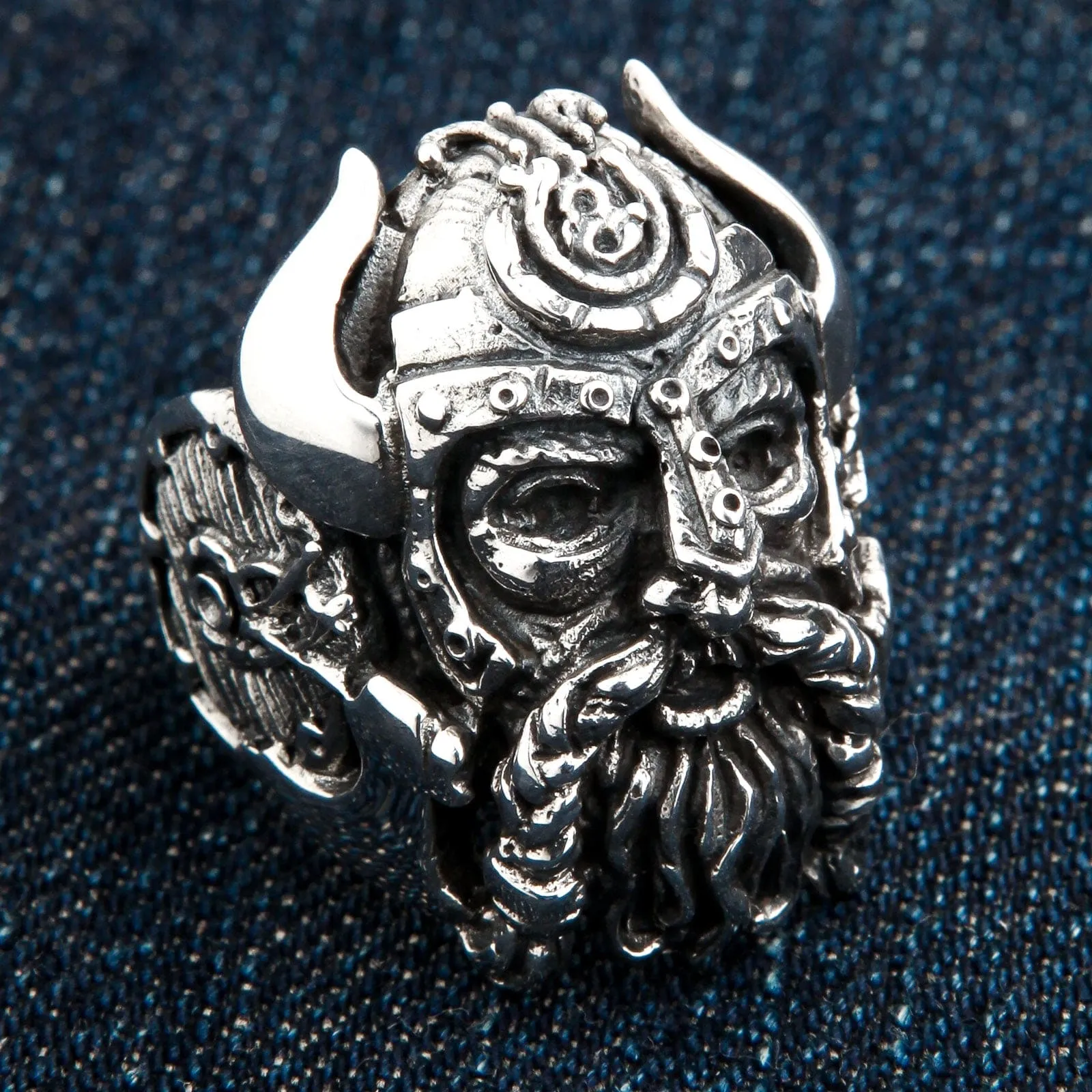 Viking Warrior Sterling Silver Biker Ring