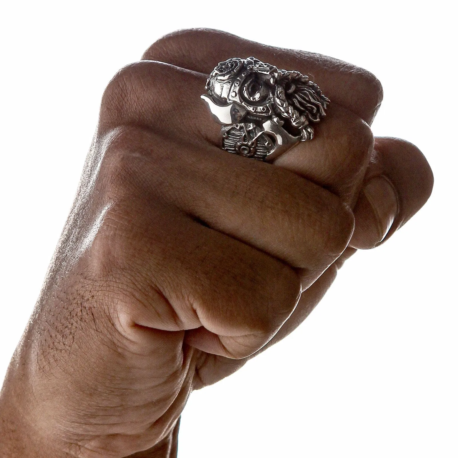 Viking Warrior Sterling Silver Biker Ring