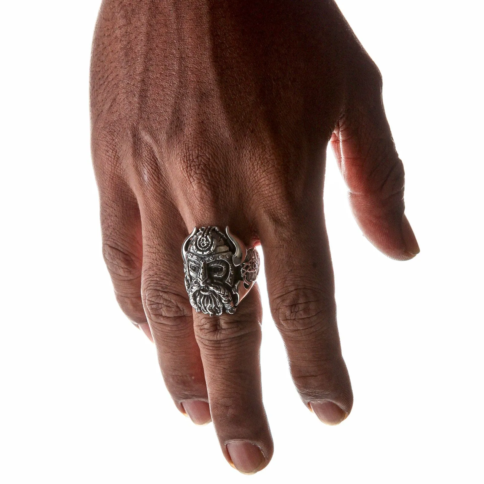Viking Warrior Sterling Silver Biker Ring