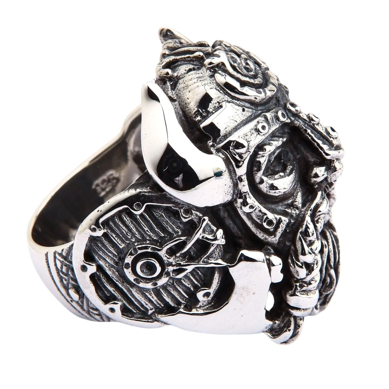 Viking Warrior Sterling Silver Biker Ring