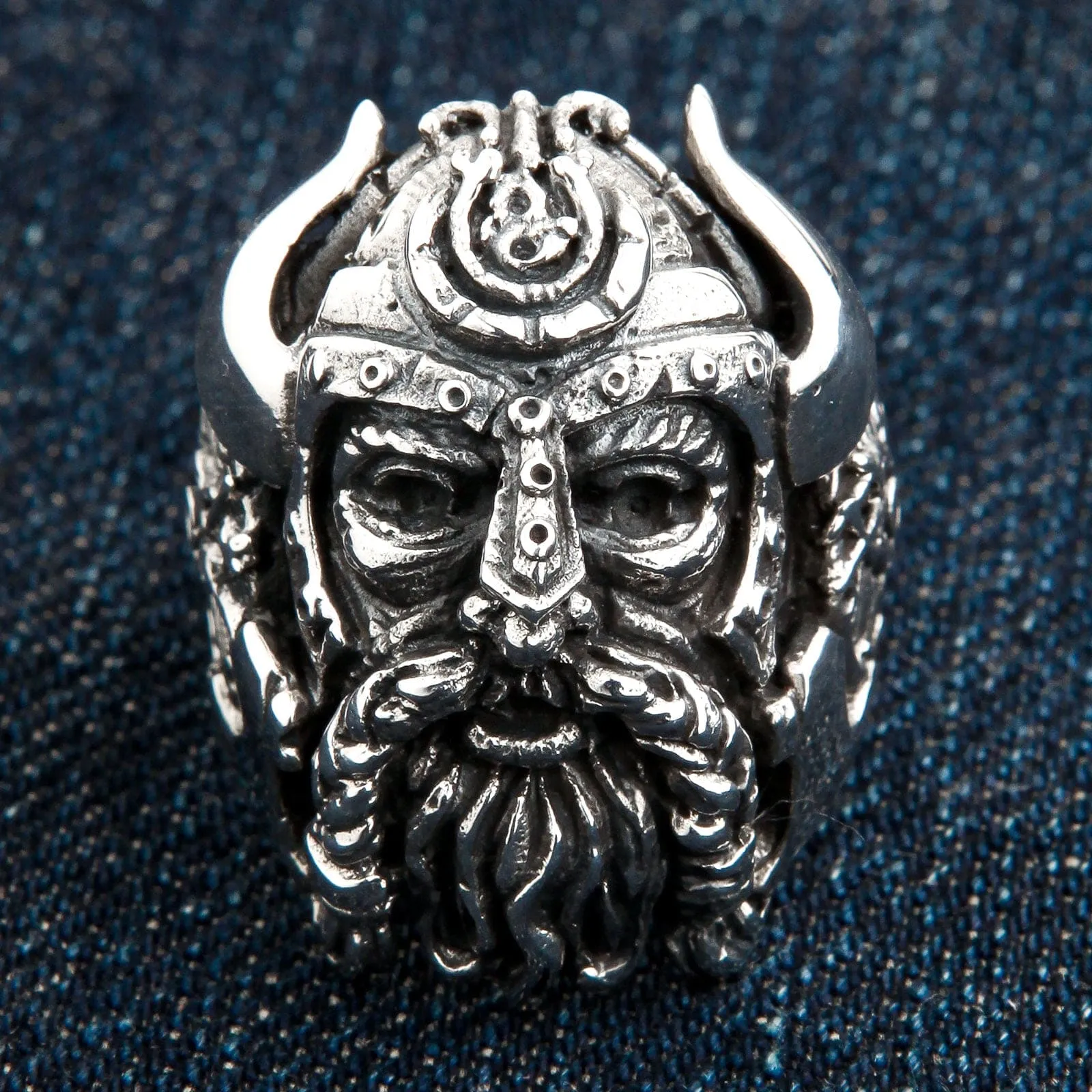 Viking Warrior Sterling Silver Biker Ring