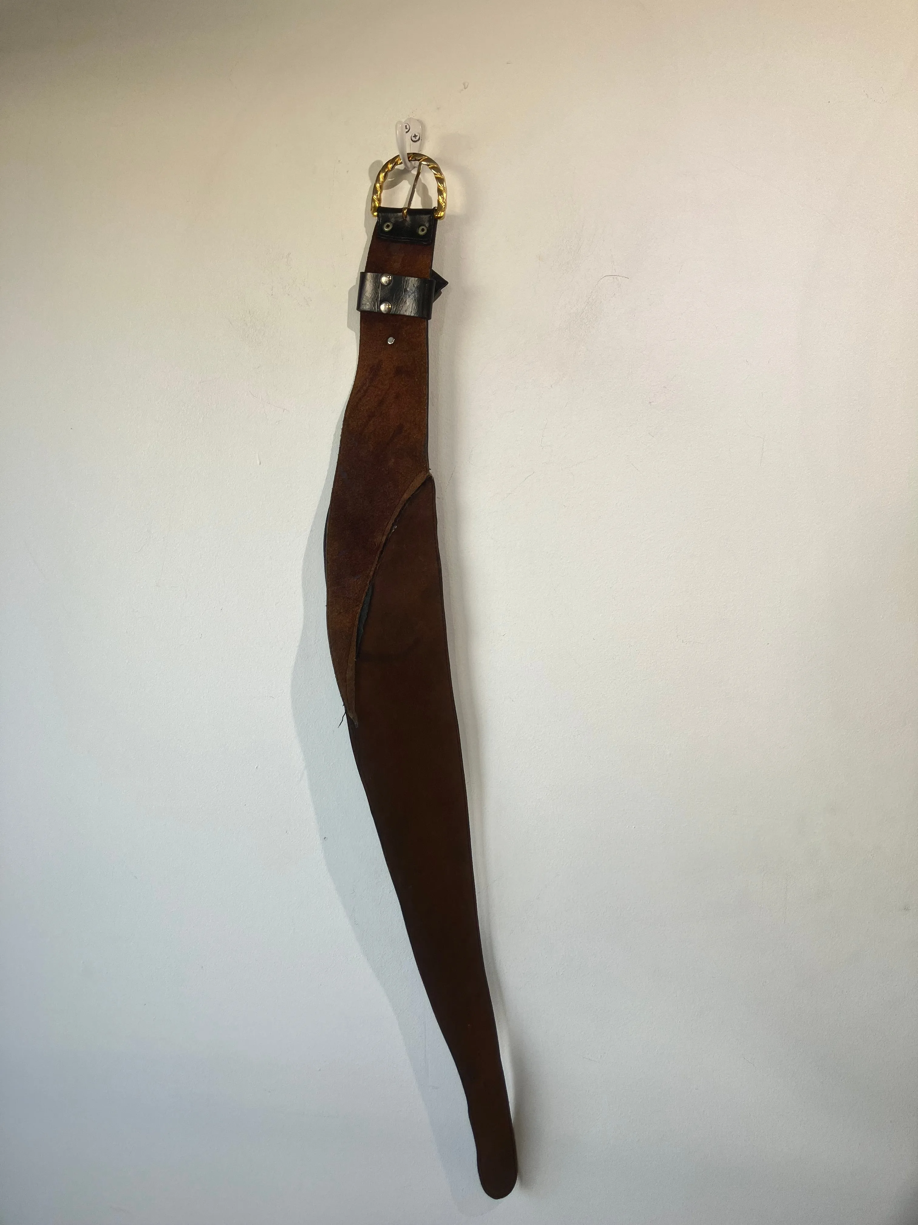 Vintage Black Leather Belt with Bow