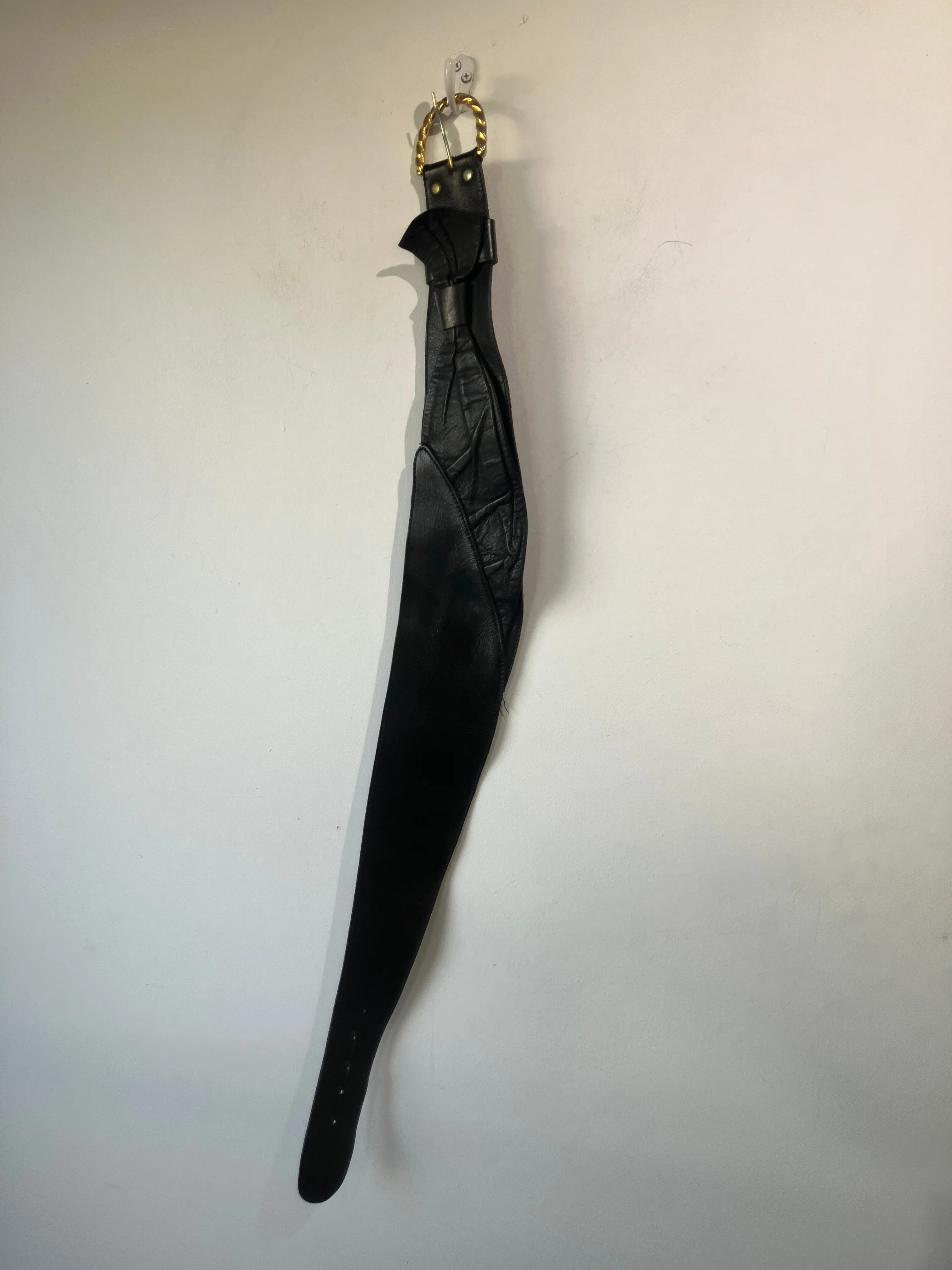 Vintage Black Leather Belt with Bow