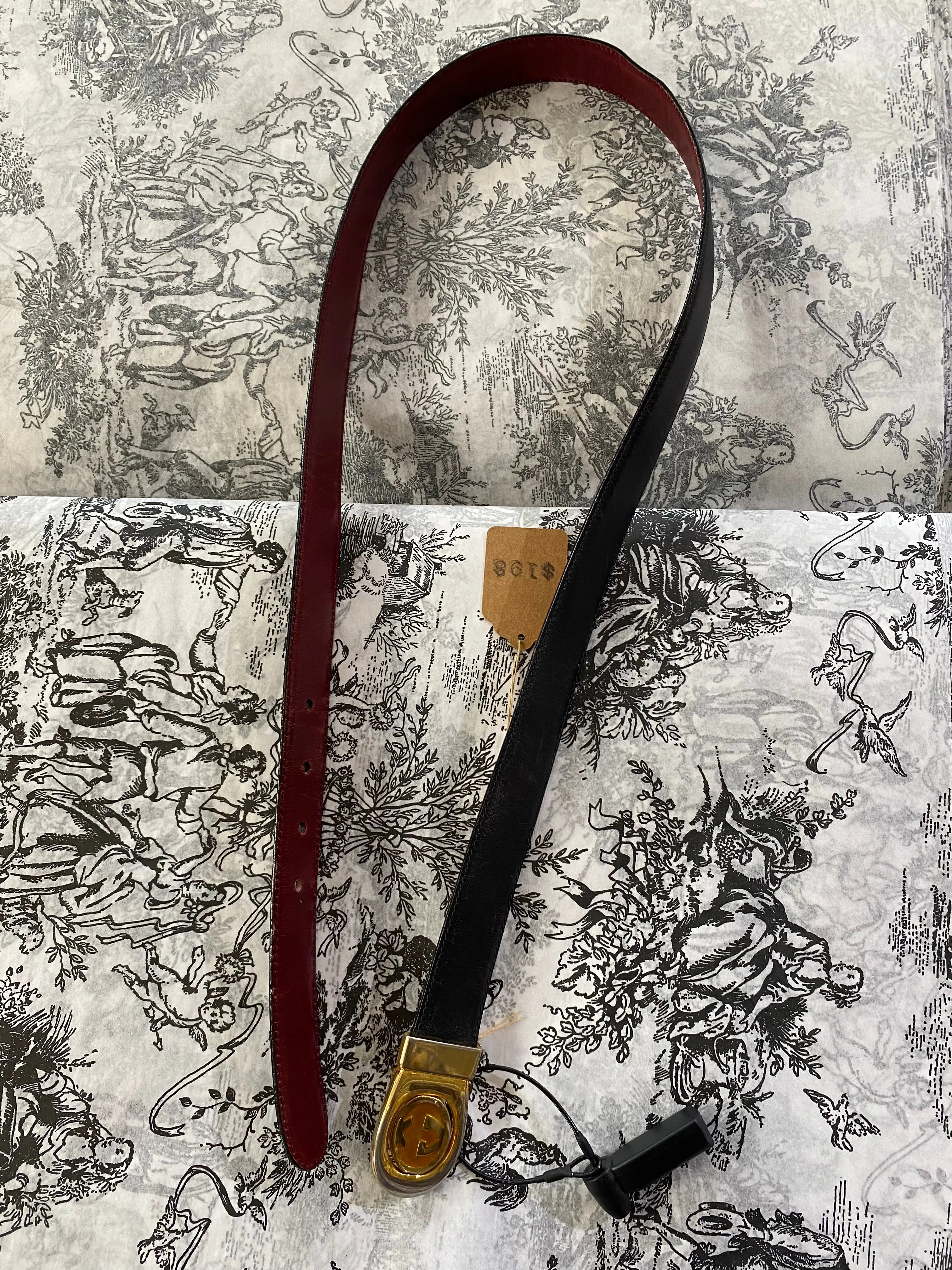 Vintage Gucci Black Leather Belt