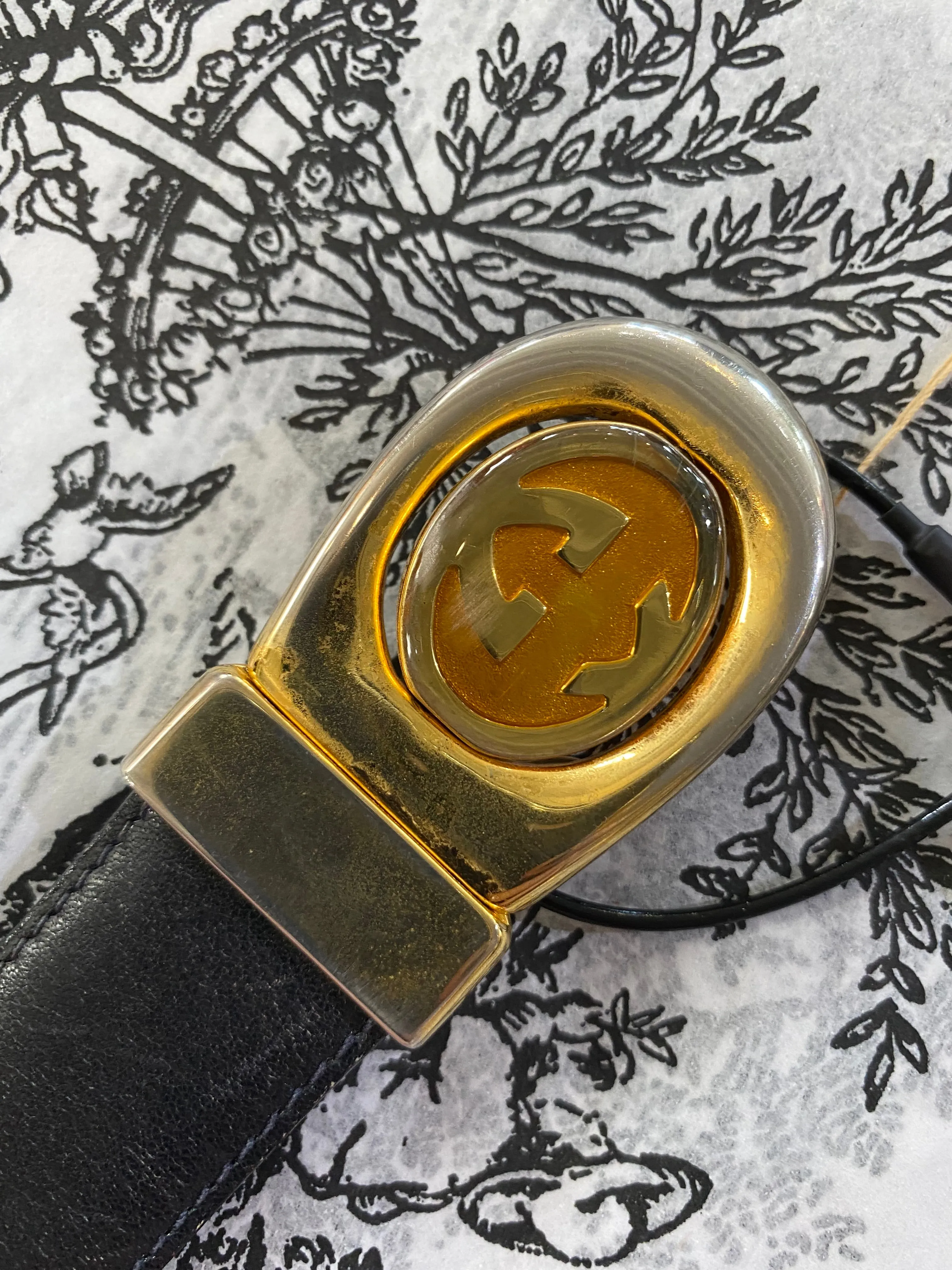 Vintage Gucci Black Leather Belt