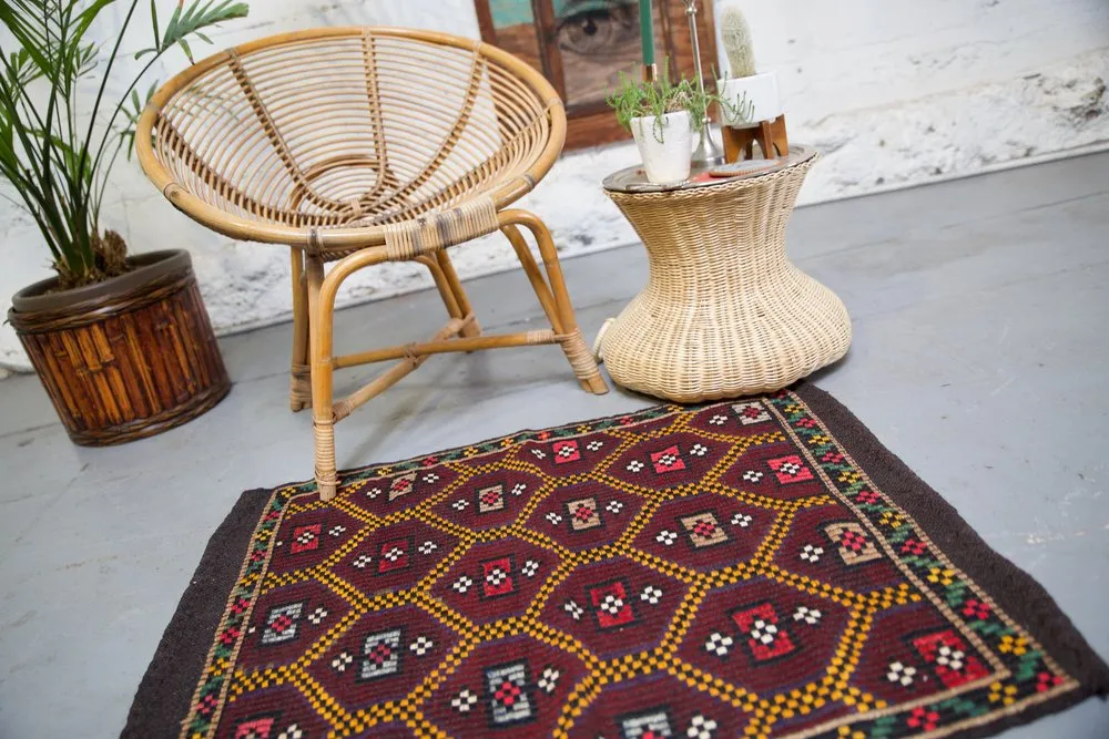 Vintage Mersin Mut Cicim Kilim Rug 2.4ftx3.11ft