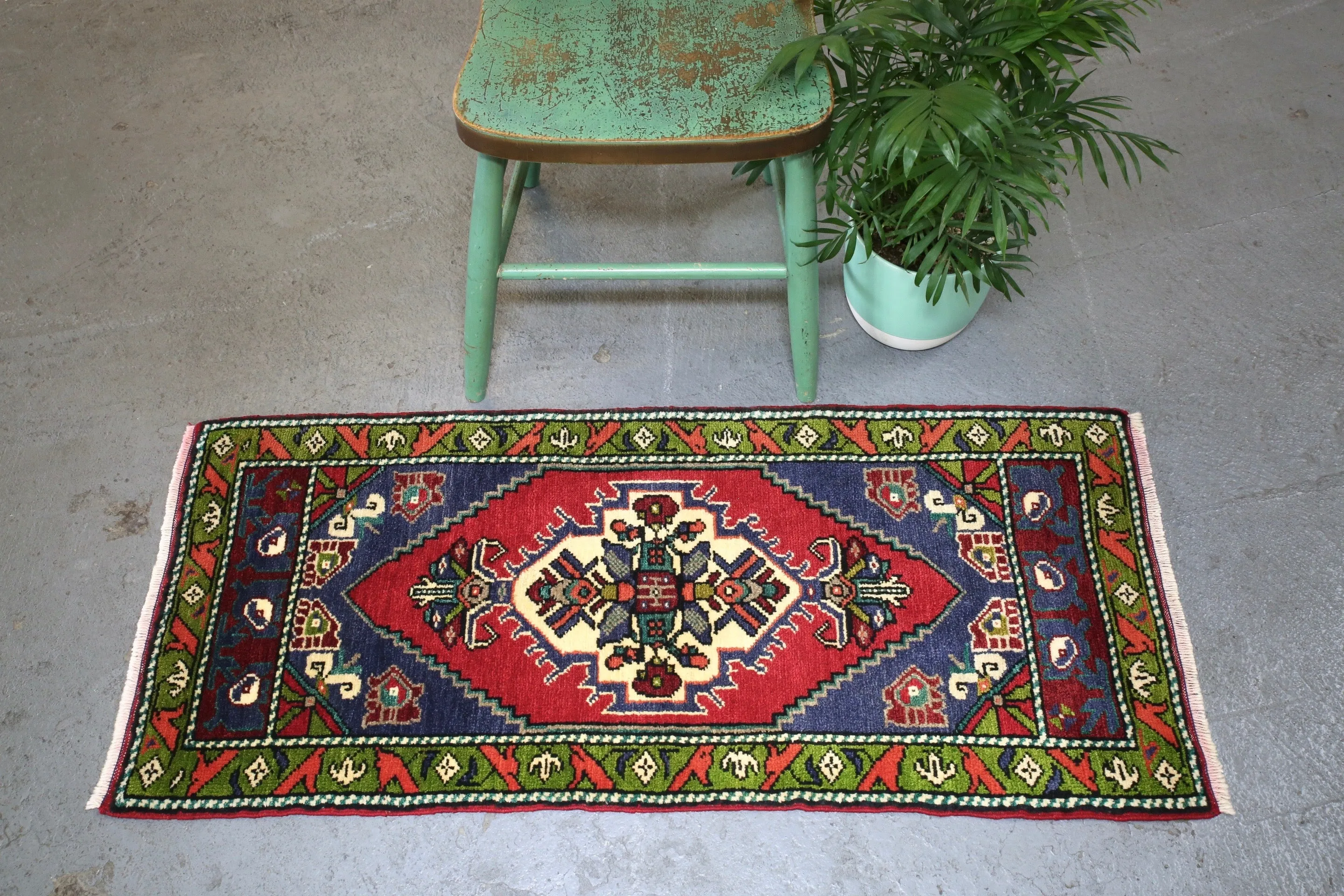 Vintage Mini Turkish Rug 20inx47in