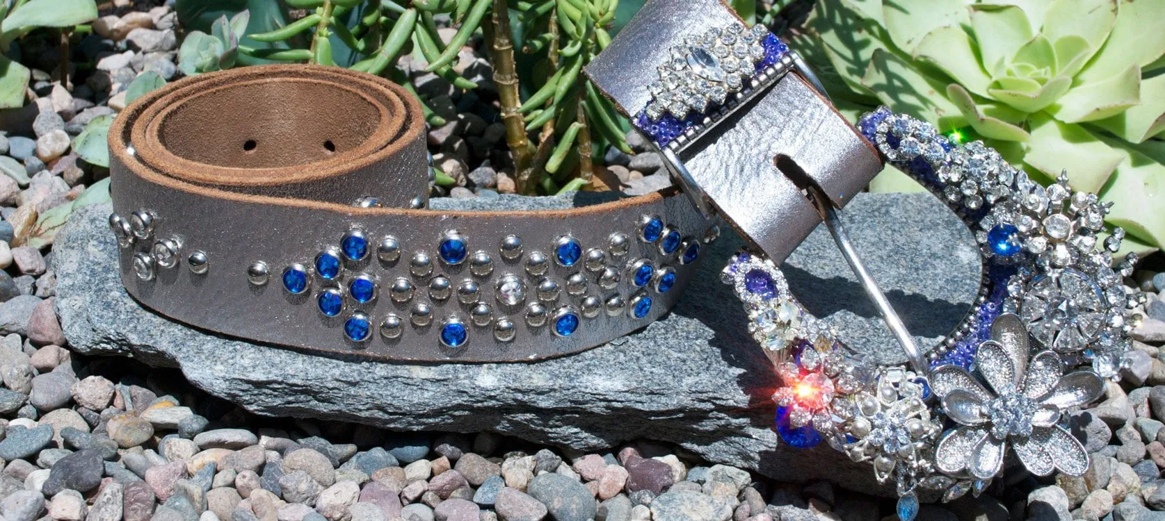 Vintage Rhinestone Belt & Buckle - Medium